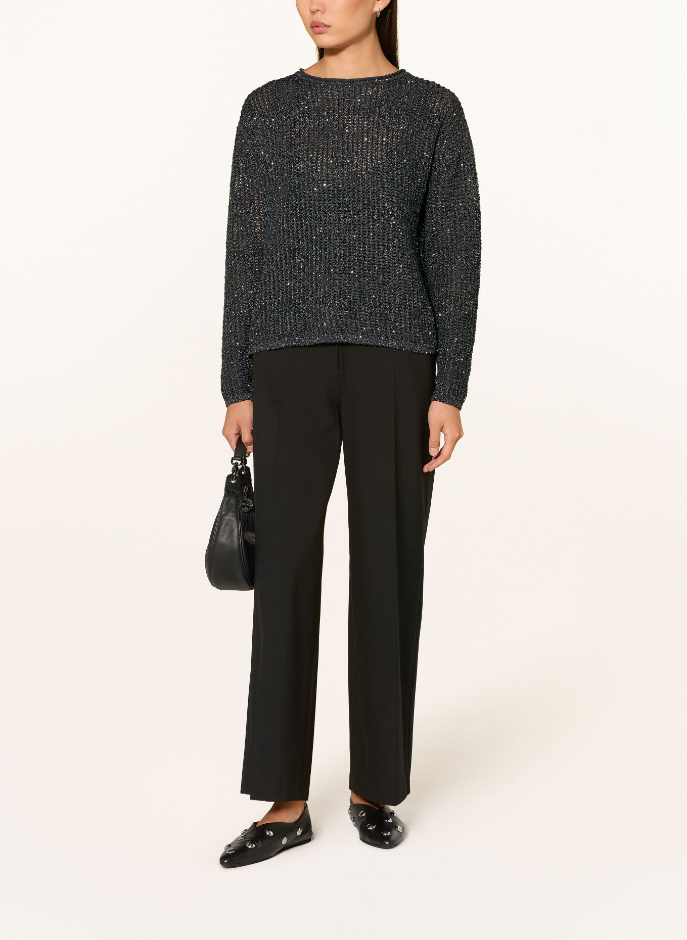 s.Oliver BLACK LABEL Trui met pailletten: DONKERGRIJS
