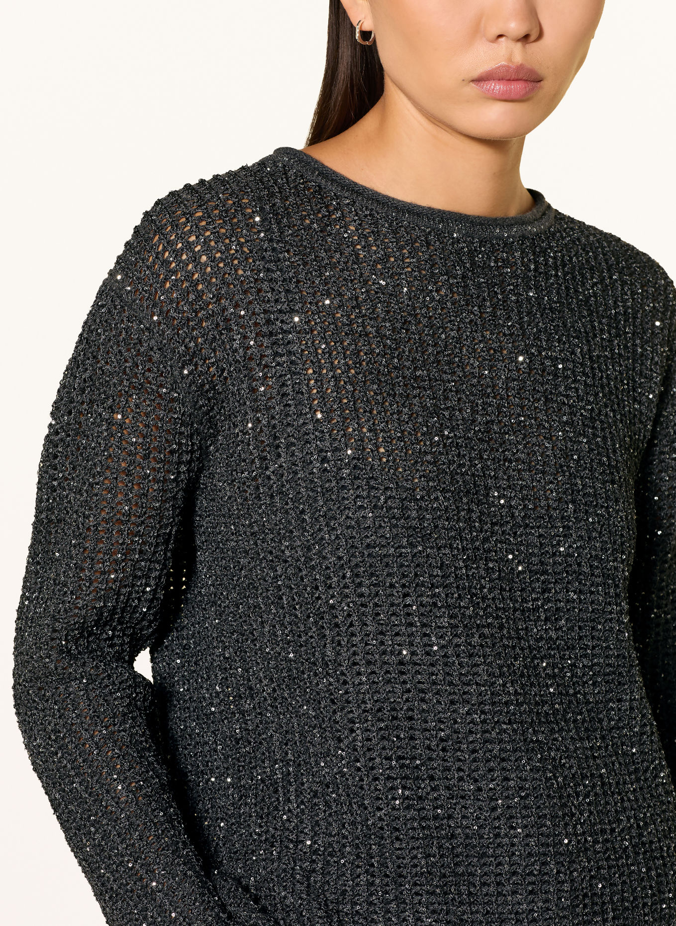 s.Oliver BLACK LABEL Trui met pailletten: DONKERGRIJS