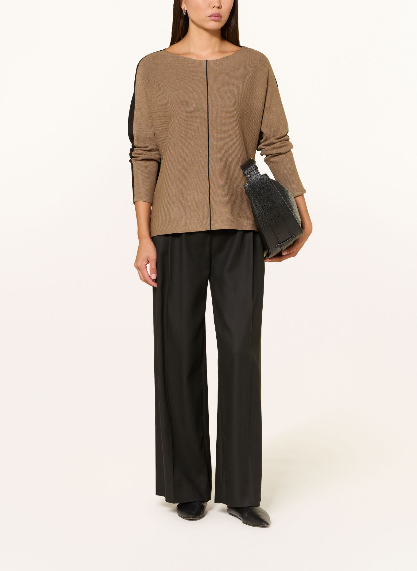 s.Oliver BLACK LABEL Alpaca Sweater: LIGHT BROWN / BLACK