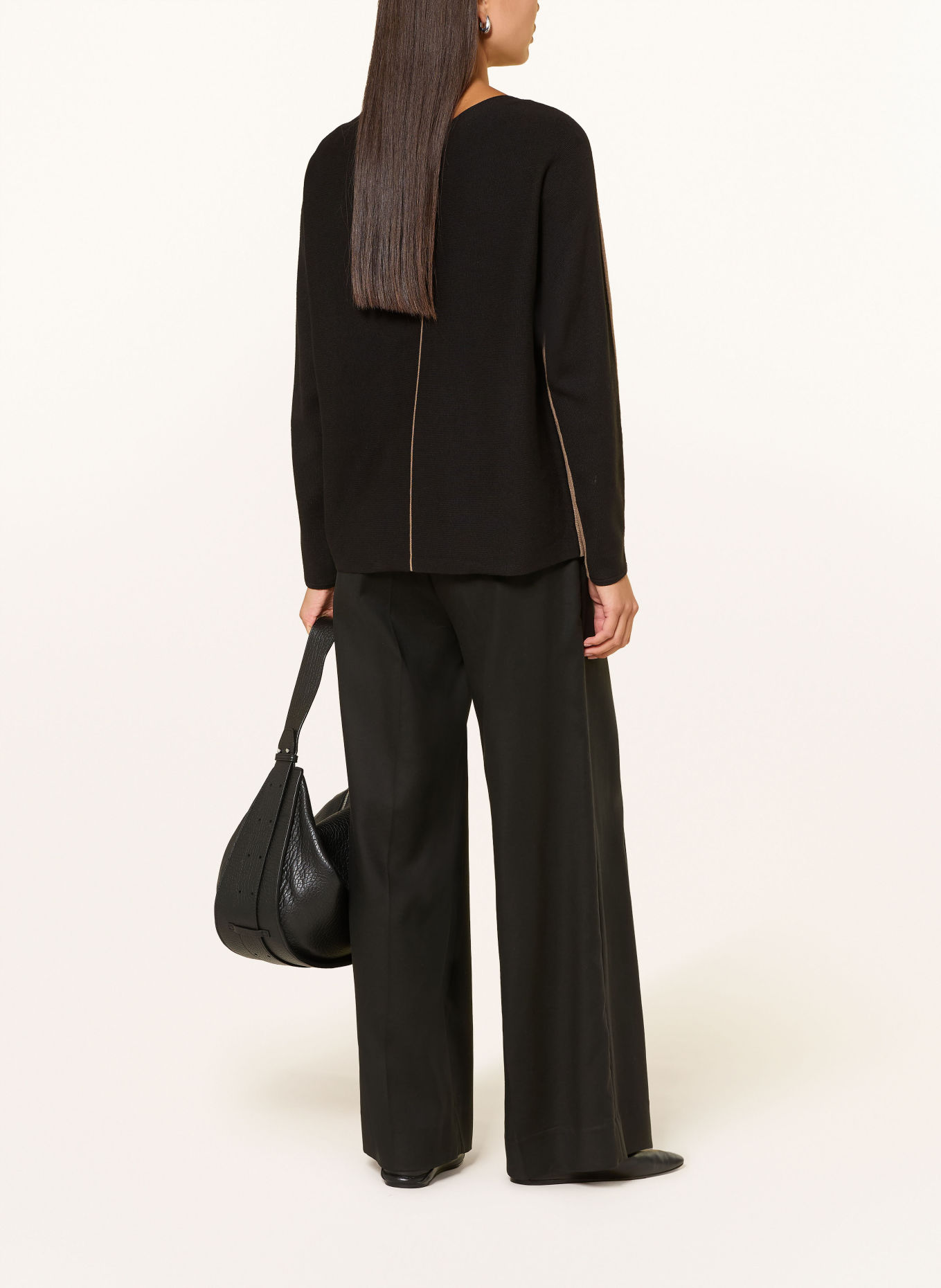 s.Oliver BLACK LABEL Alpaca Sweater: LIGHT BROWN / BLACK