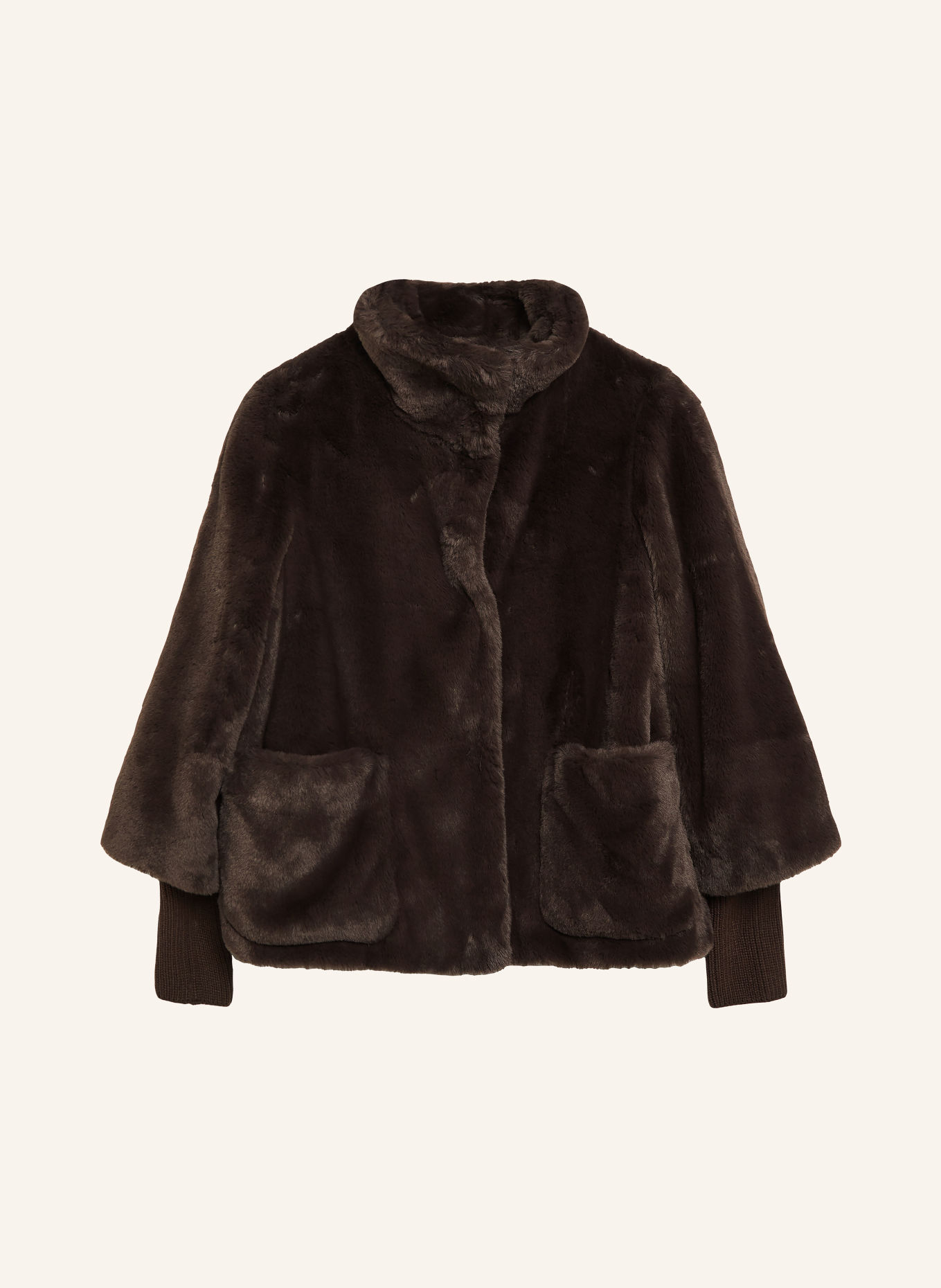 s.Oliver BLACK LABEL Kunstfell-Jacke: DUNKELBRAUN