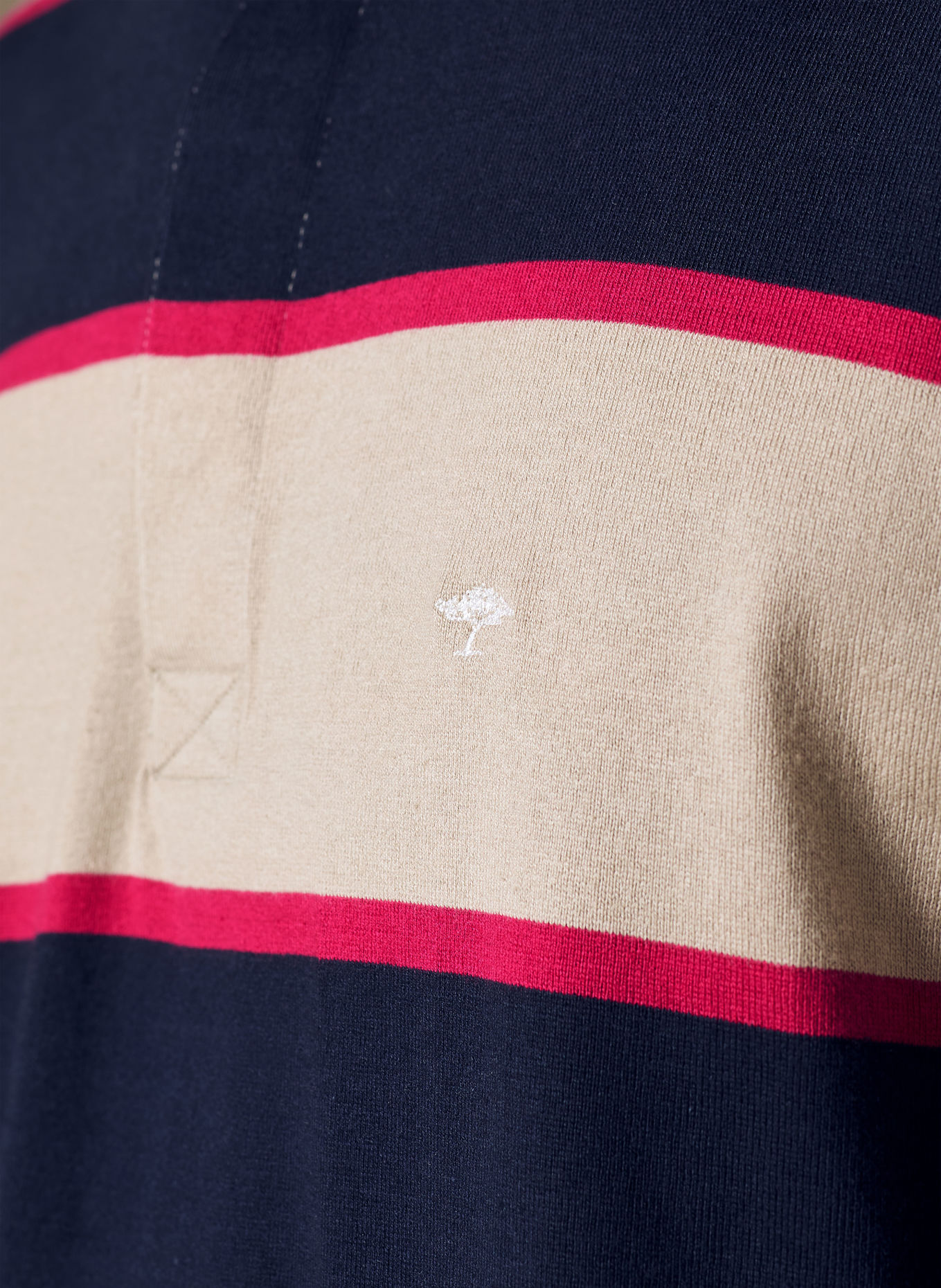 FYNCH-HATTON Rugbyshirt: BEIGE / ROZE / DONKERBLAUW