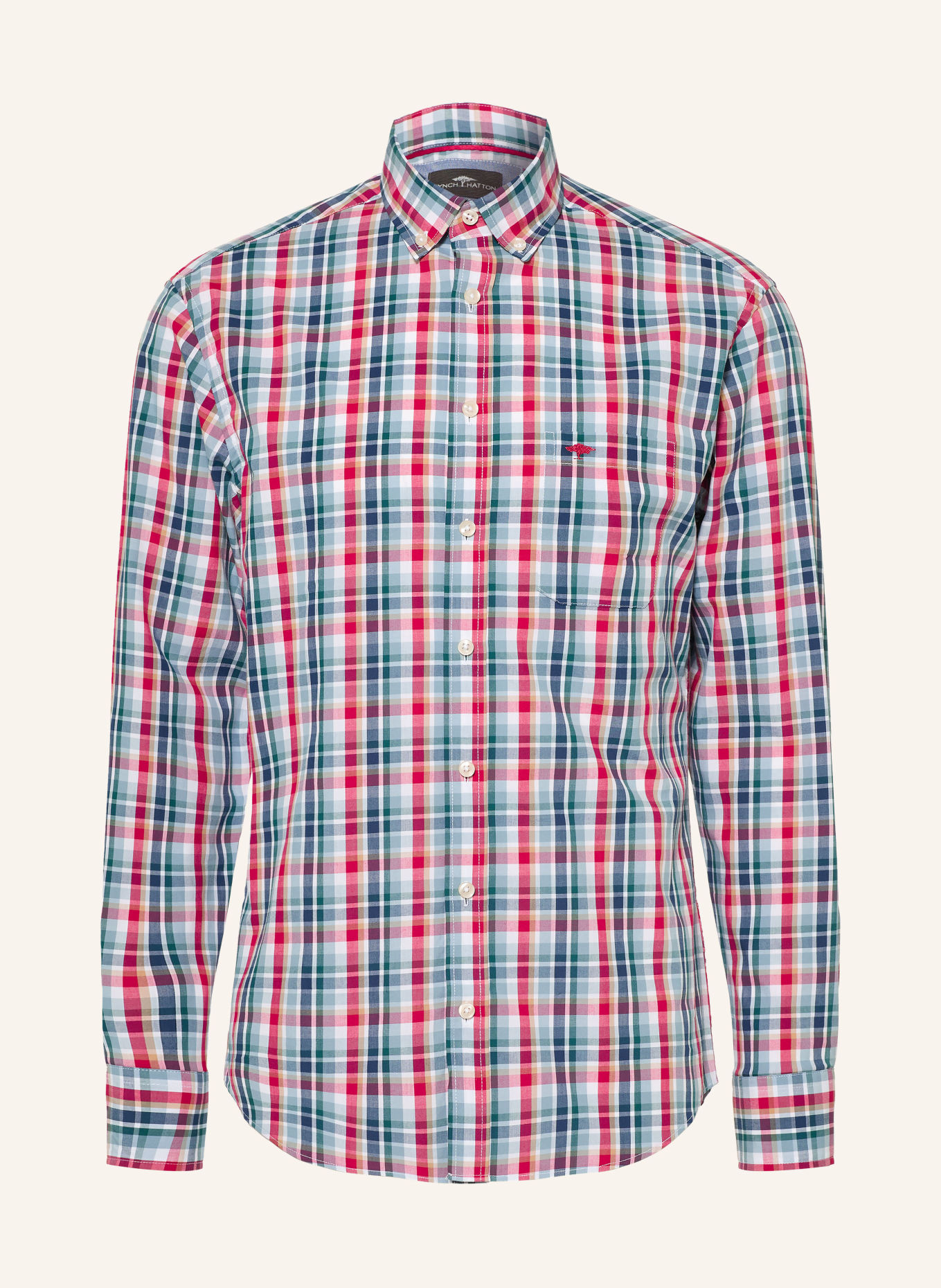FYNCH-HATTON Hemd Regular Fit: FUCHSIA / PETROL / DUNKELBLAU