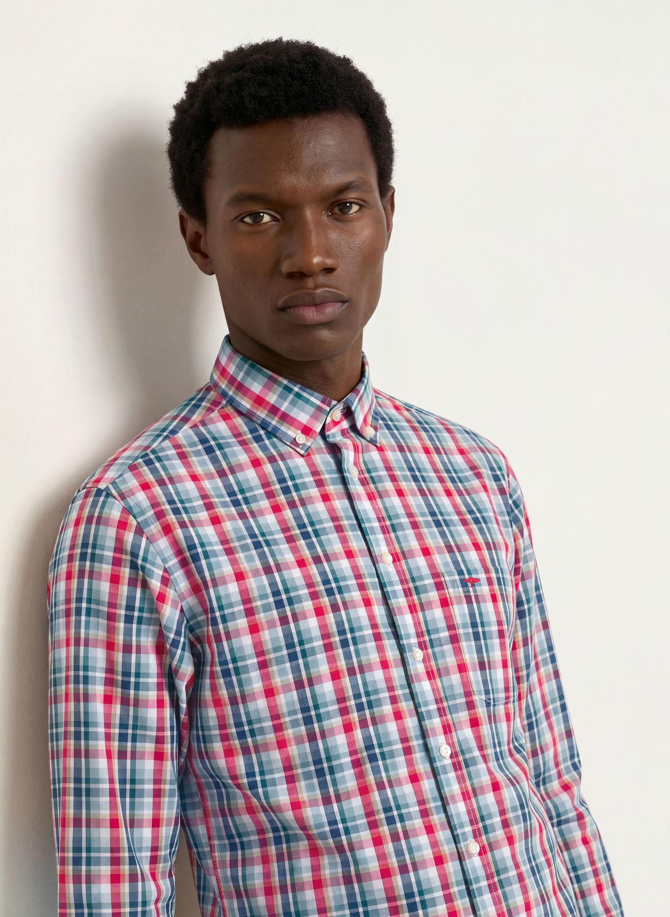 FYNCH-HATTON Hemd Regular Fit: FUCHSIA / PETROL / DUNKELBLAU