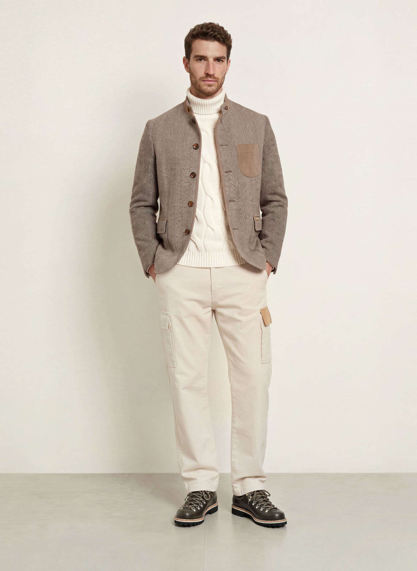 Luis Trenker Cargobukser LUBERNARD Regular Fit: CREME / KAMEL