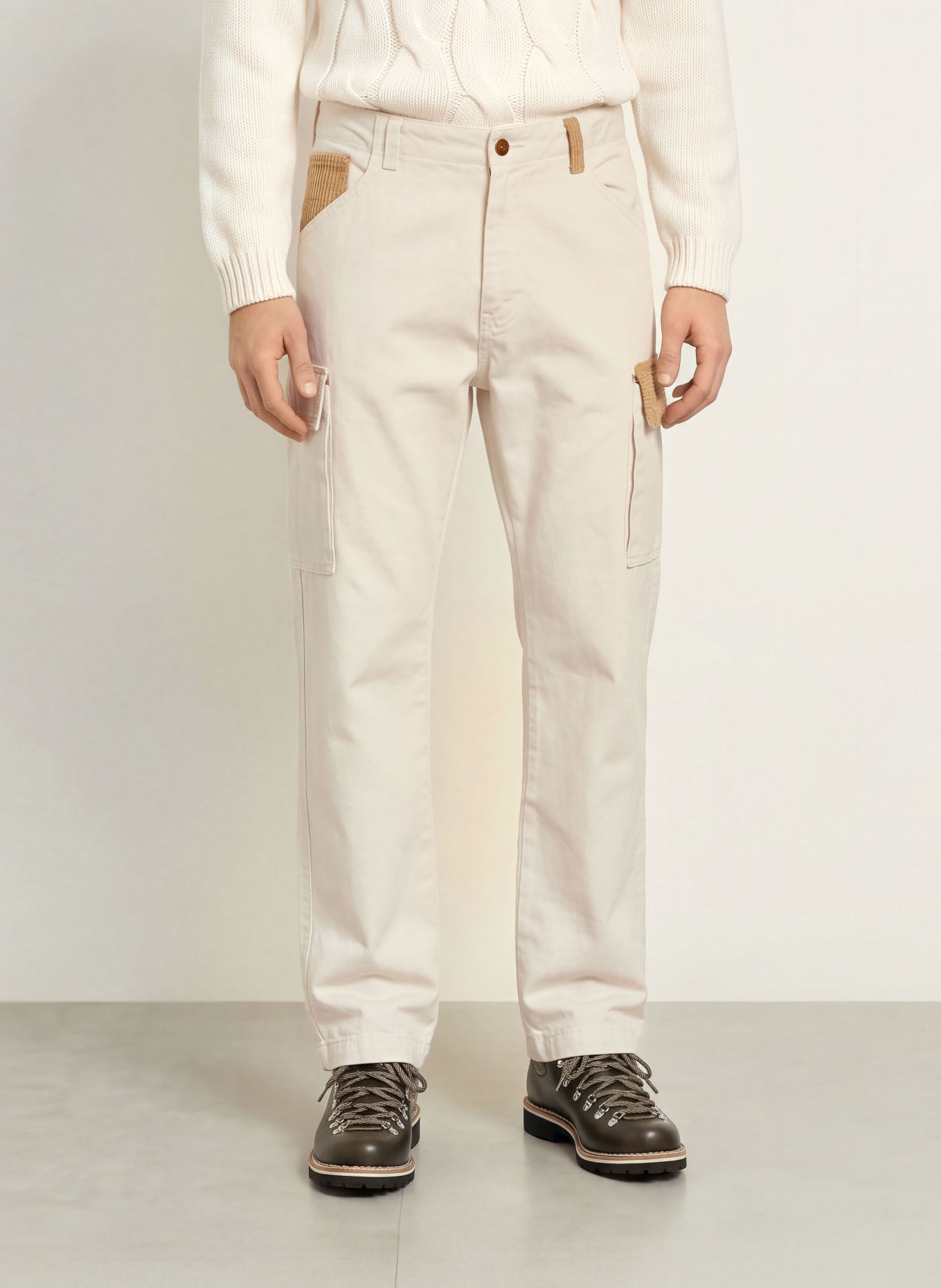 Luis Trenker Cargobukser LUBERNARD Regular Fit: CREME / KAMEL