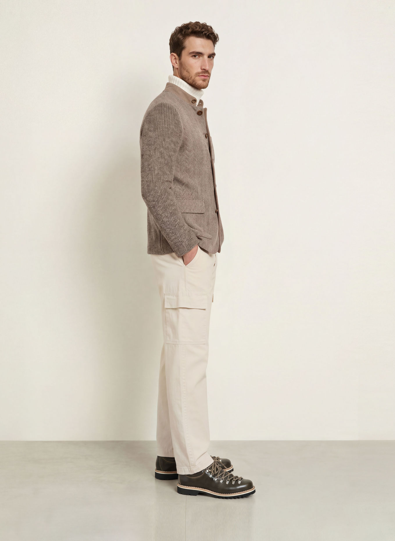 Luis Trenker Cargobukser LUBERNARD Regular Fit: CREME / KAMEL