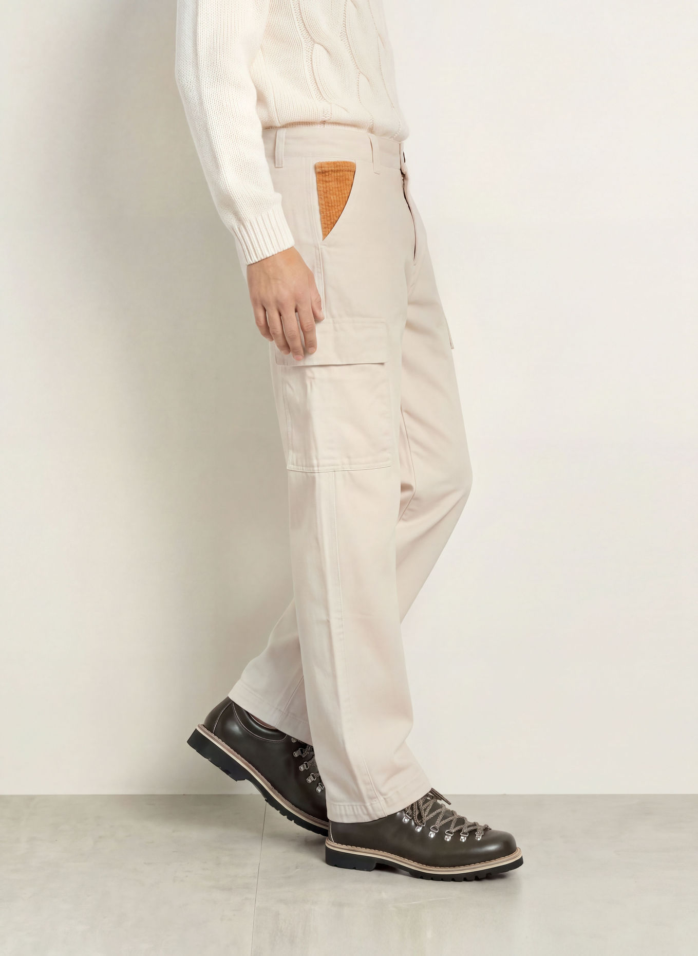 Luis Trenker Cargobukser LUBERNARD Regular Fit: CREME / KAMEL
