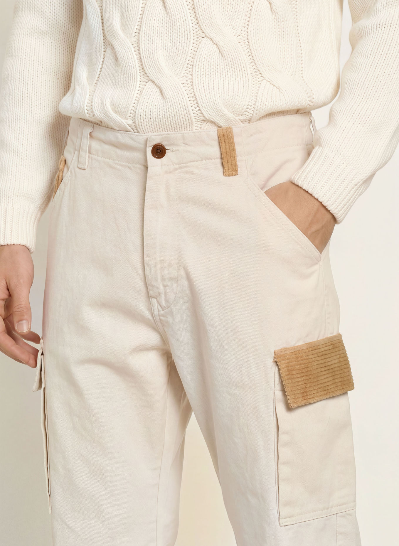 Luis Trenker Cargobukser LUBERNARD Regular Fit: CREME / KAMEL