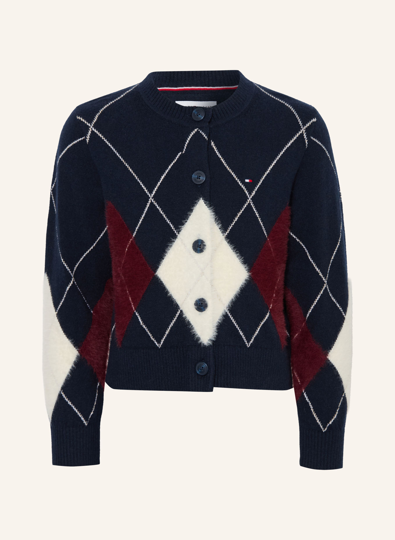 TOMMY HILFIGER Strickjacke: DUNKELBLAU / DUNKELROT / WEISS