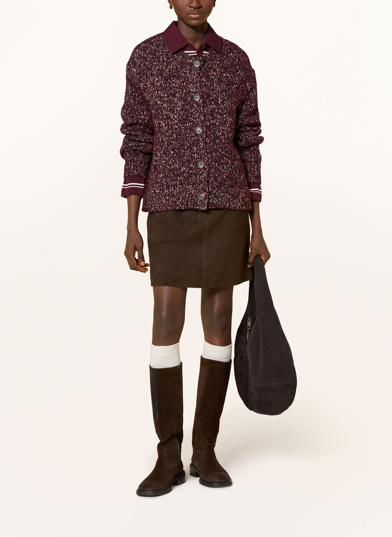 Marc O'Polo DENIM Cardigan: DARK RED / CREAM / ORANGE
