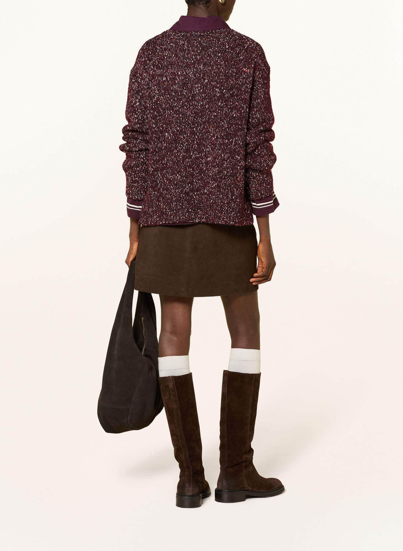 Marc O'Polo DENIM Cardigan: DARK RED / CREAM / ORANGE
