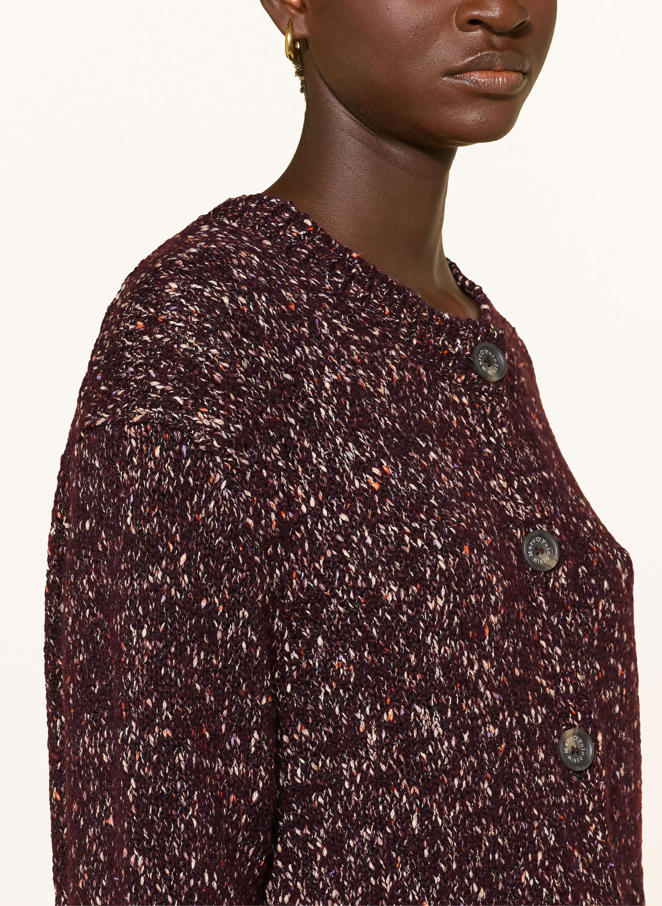 Marc O'Polo DENIM Cardigan: DARK RED / CREAM / ORANGE