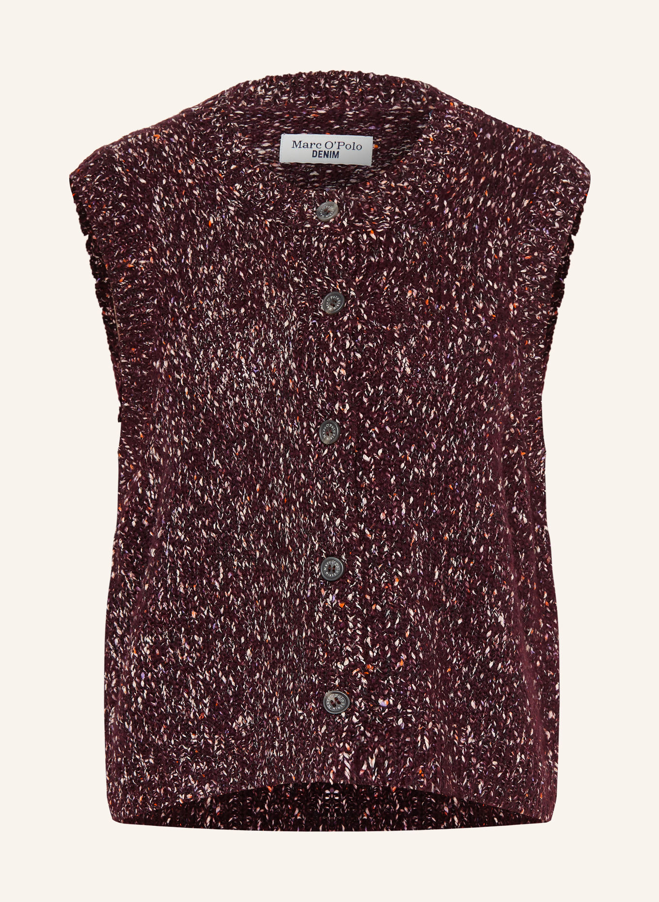 Marc O'Polo DENIM Gebreid vest: DONKERROOD / CRÈME / ORANJE