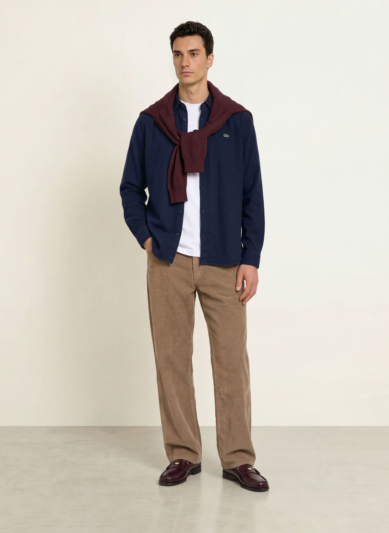 LACOSTE Flanellhemd Regular Fit: DUNKELBLAU