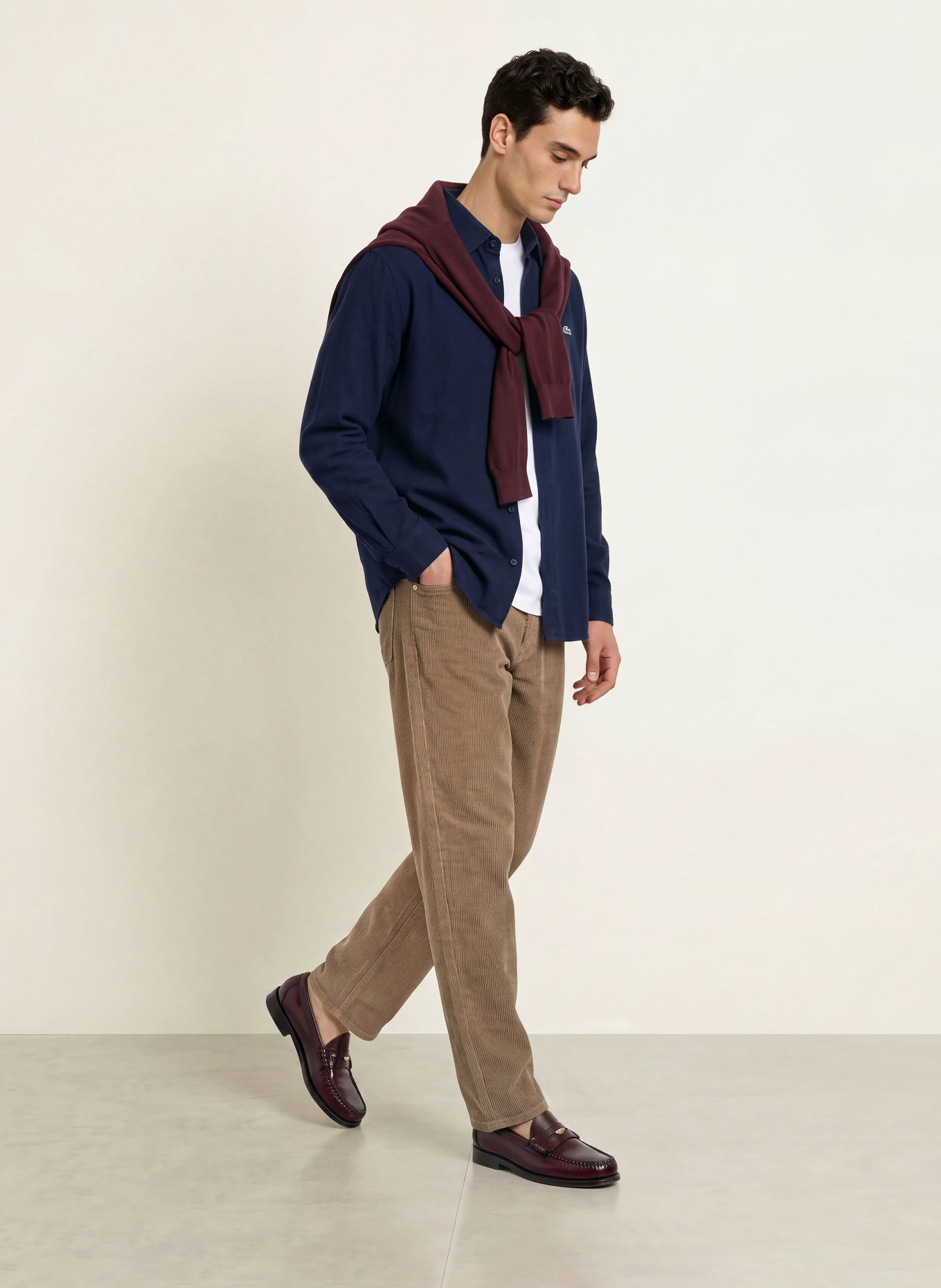 LACOSTE Flanellhemd Regular Fit: DUNKELBLAU