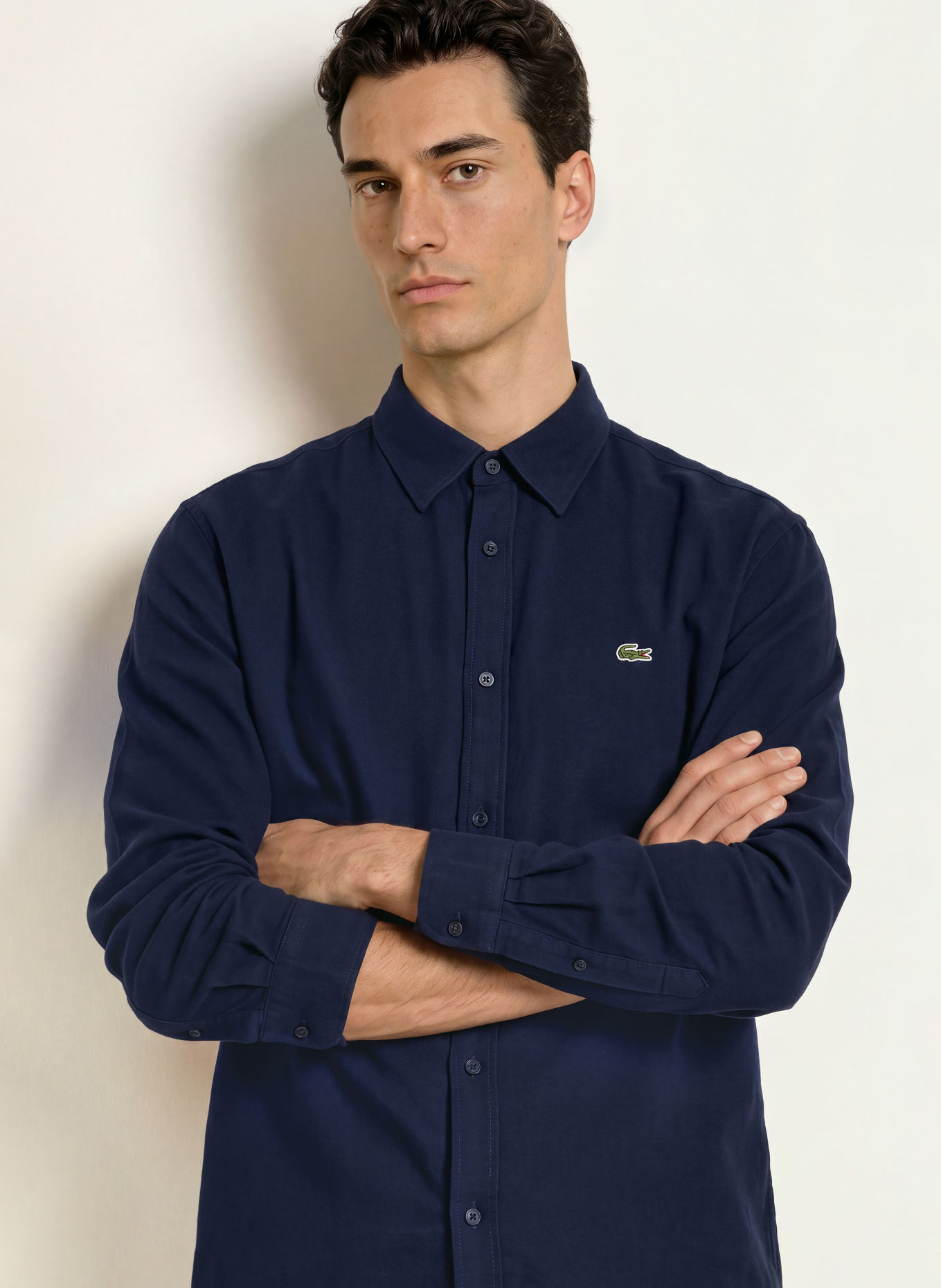 LACOSTE Flanellhemd Regular Fit: DUNKELBLAU