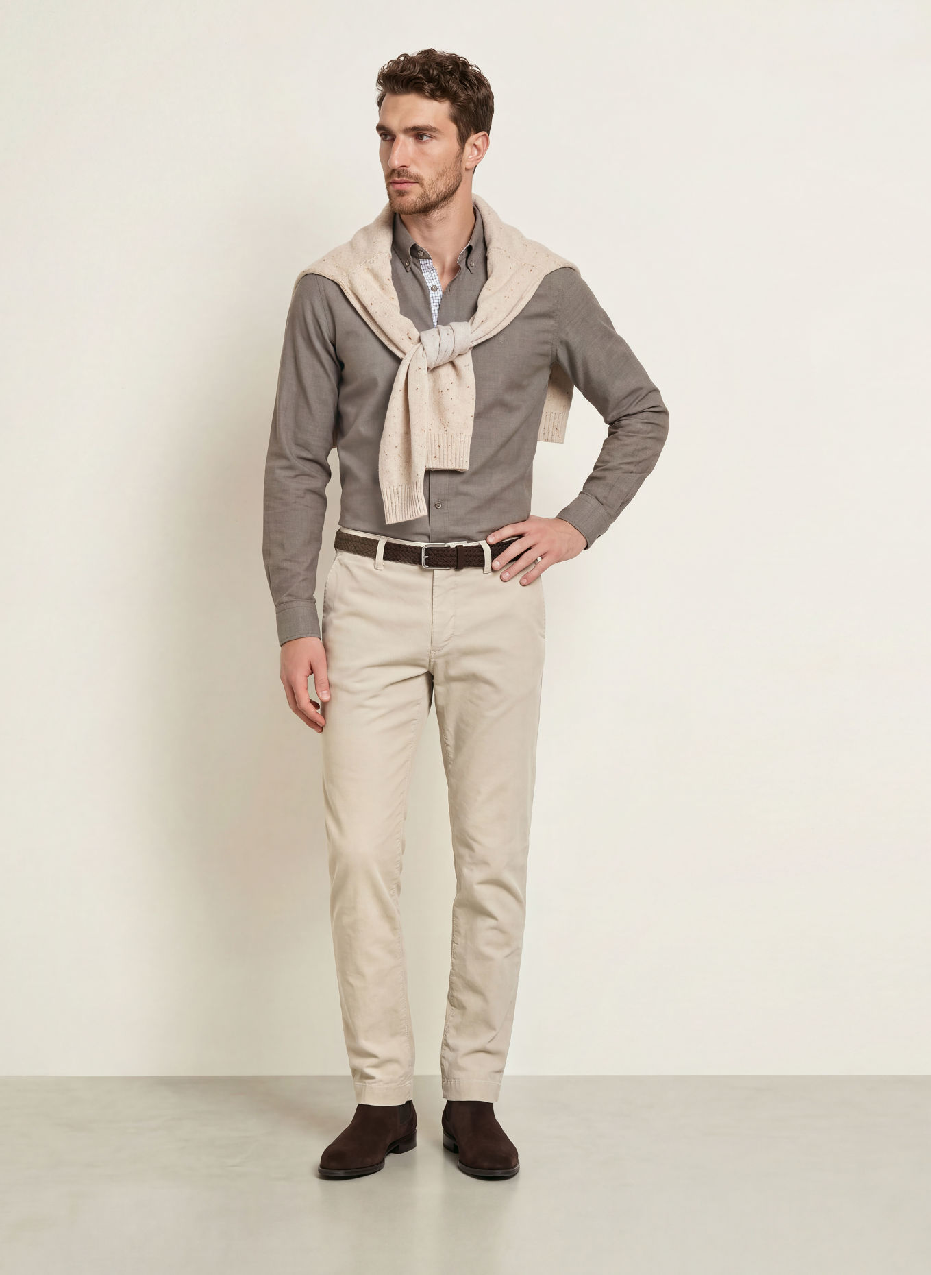 HACKETT LONDON Chemise en flanelle, coupe ajustée: GRIS