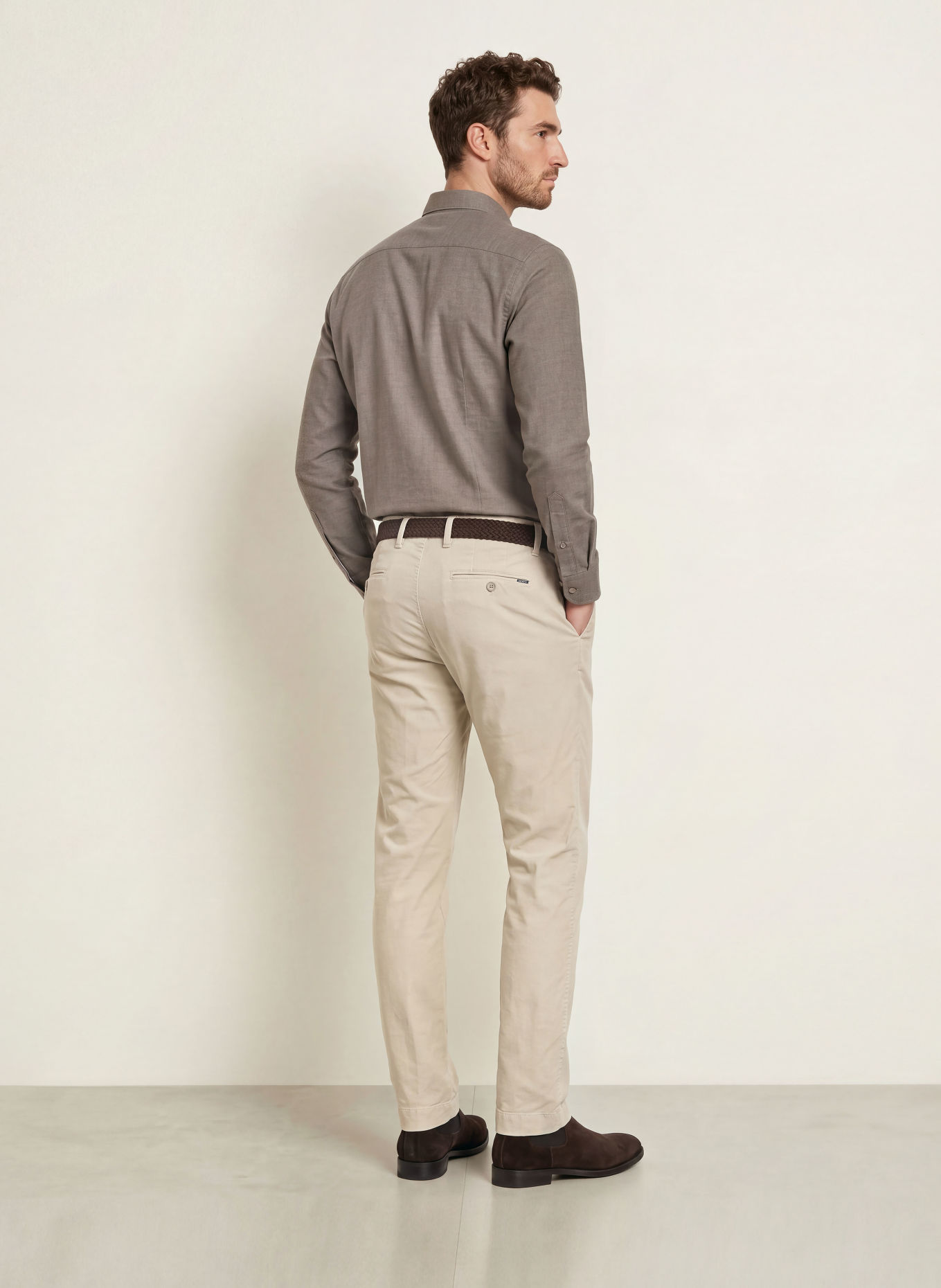 HACKETT LONDON Chemise en flanelle, coupe ajustée: GRIS