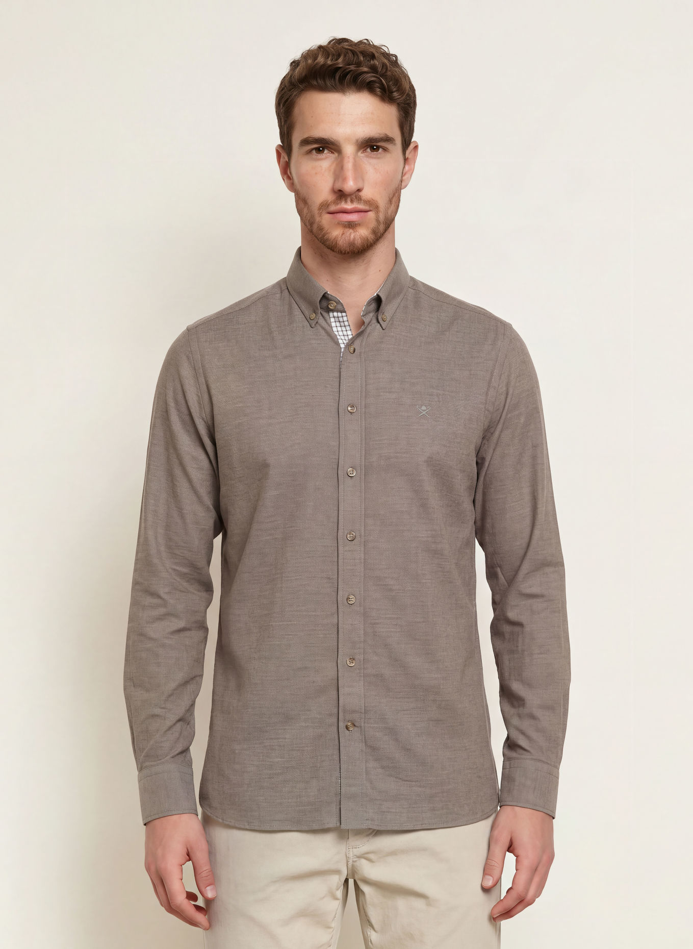 HACKETT LONDON Chemise en flanelle, coupe ajustée: GRIS