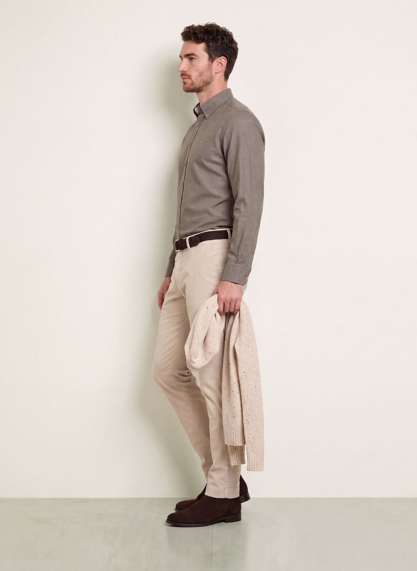 HACKETT LONDON Chemise en flanelle, coupe ajustée: GRIS