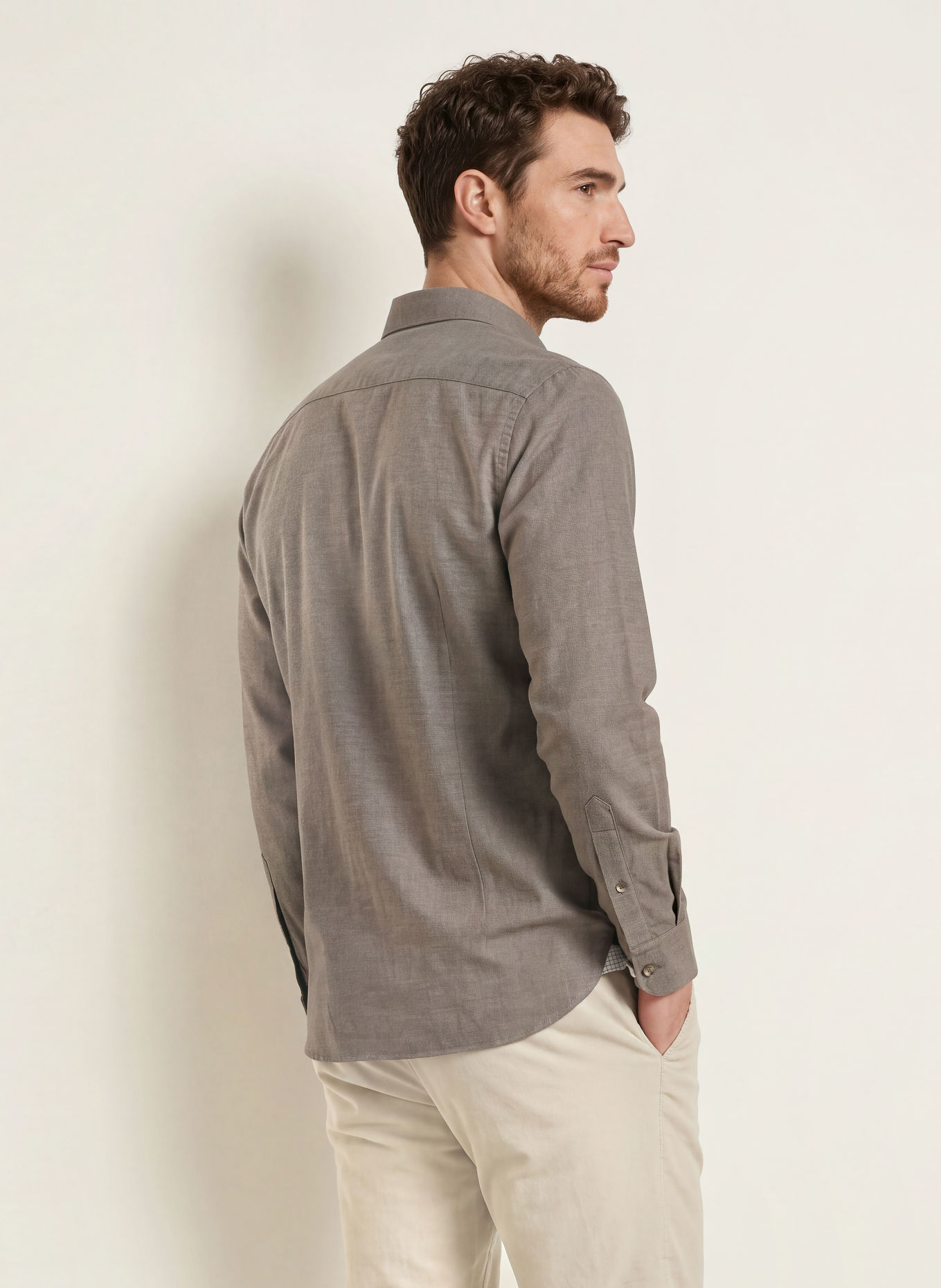 HACKETT LONDON Chemise en flanelle, coupe ajustée: GRIS