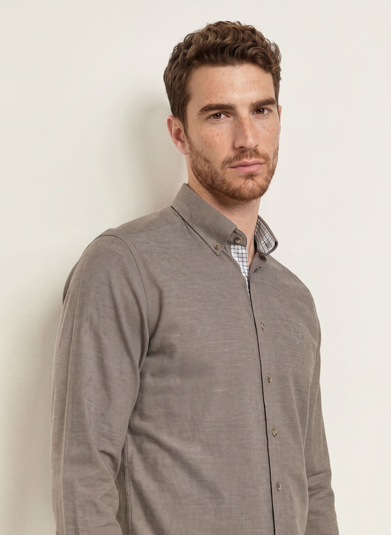 HACKETT LONDON Chemise en flanelle, coupe ajustée: GRIS