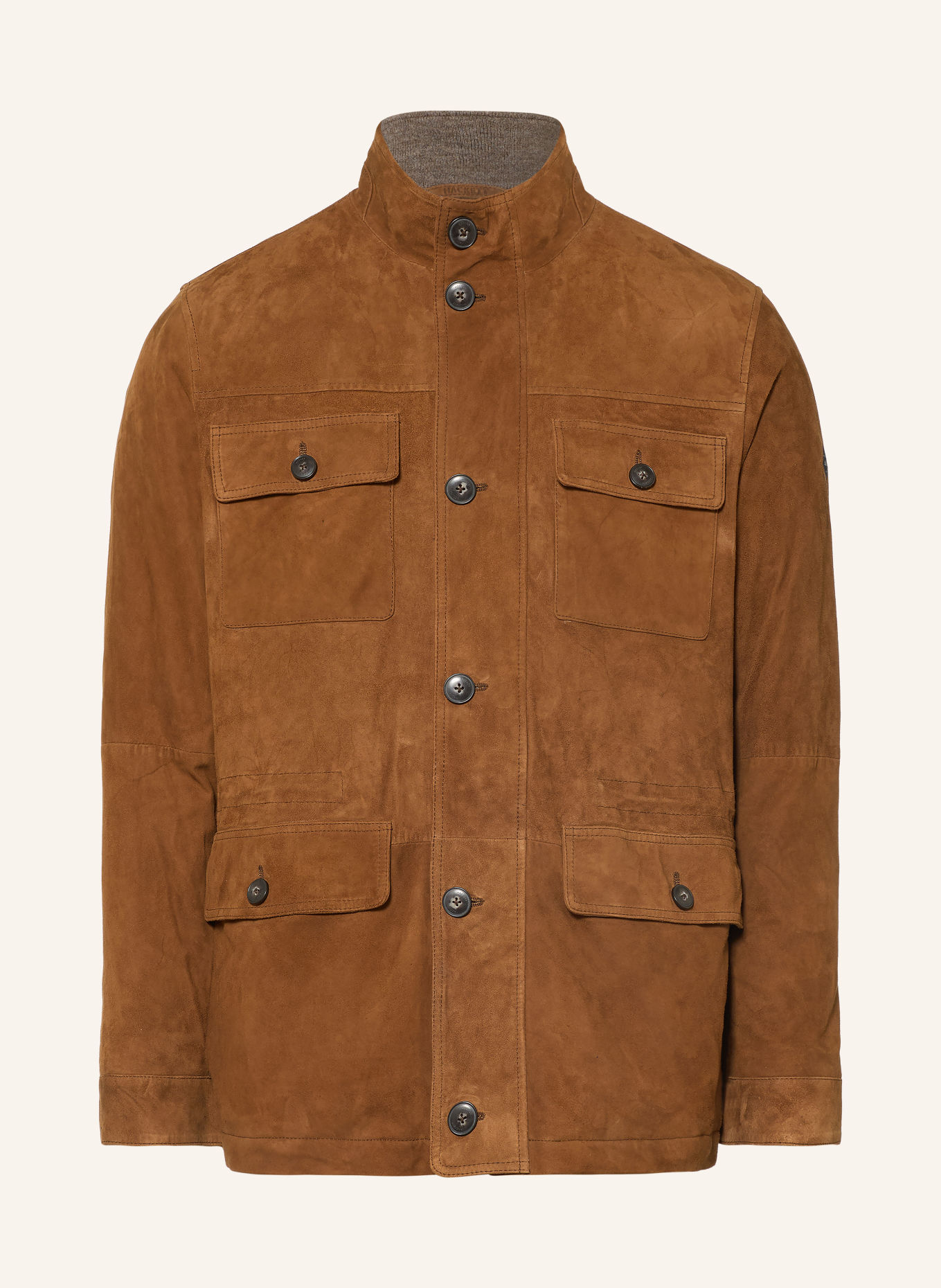 HACKETT LONDON Leather field jacket: BROWN