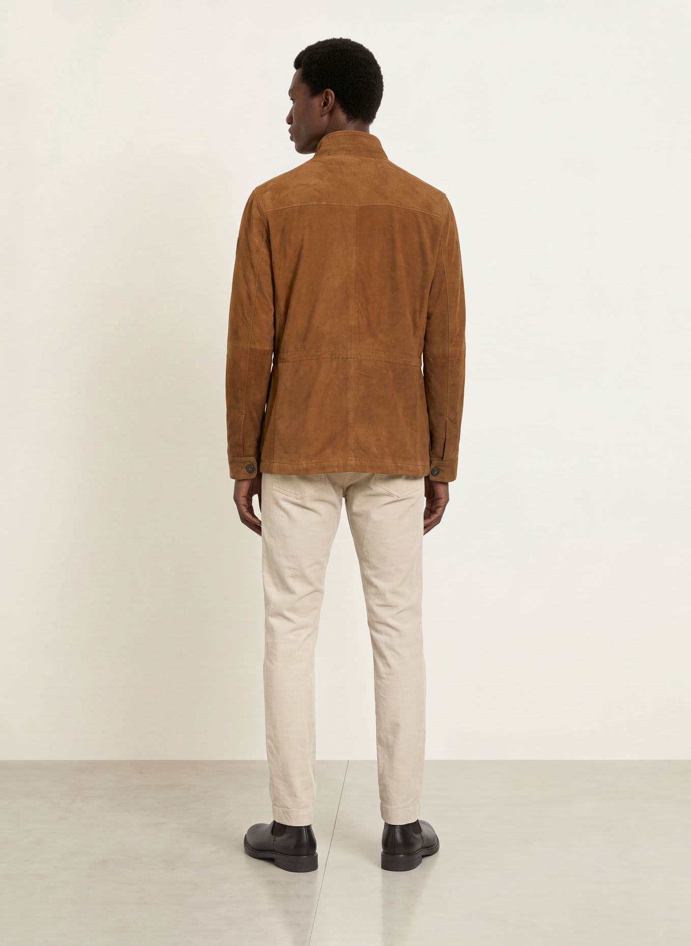 HACKETT LONDON Leather field jacket: BROWN