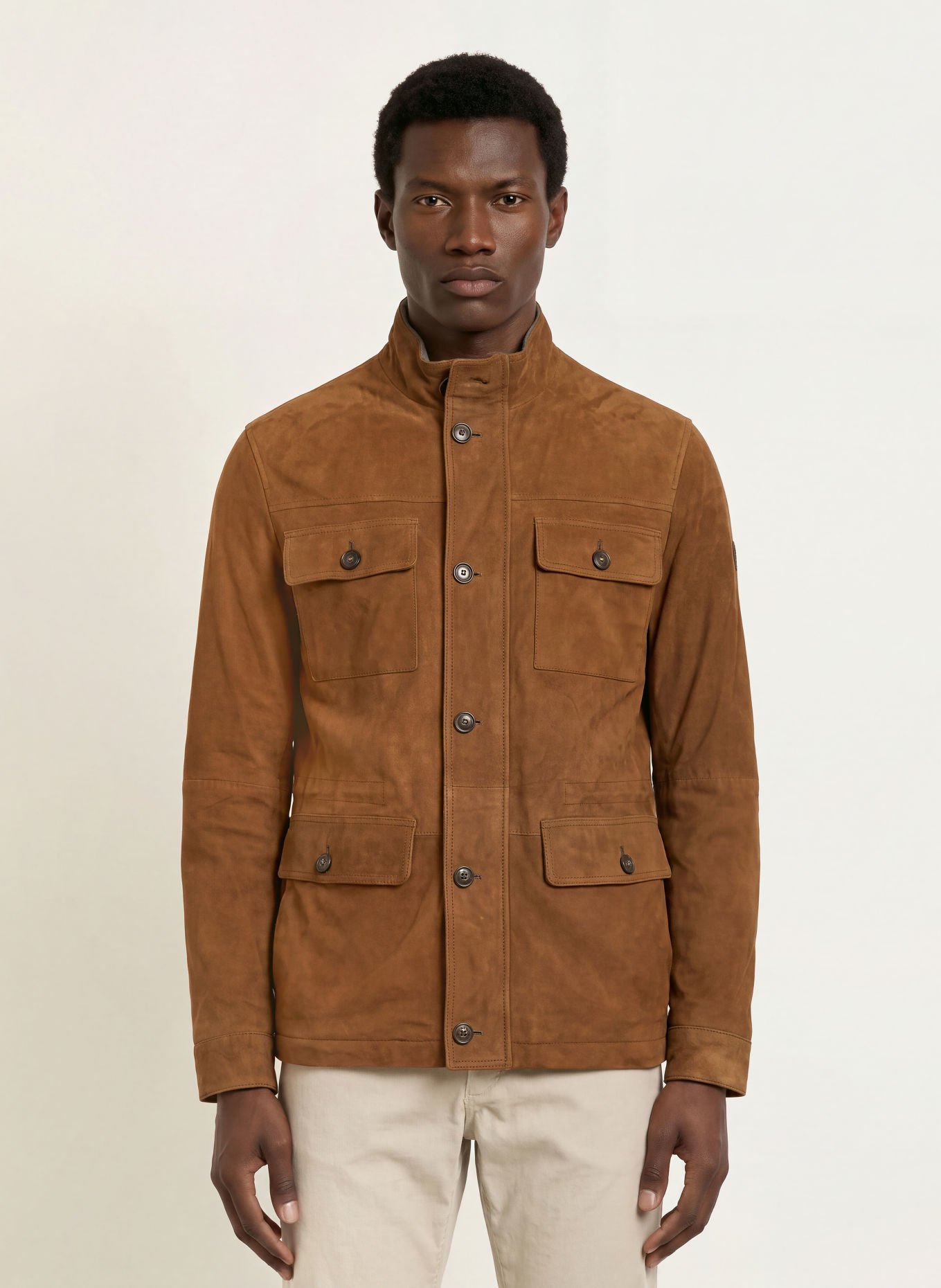 HACKETT LONDON Leather field jacket: BROWN