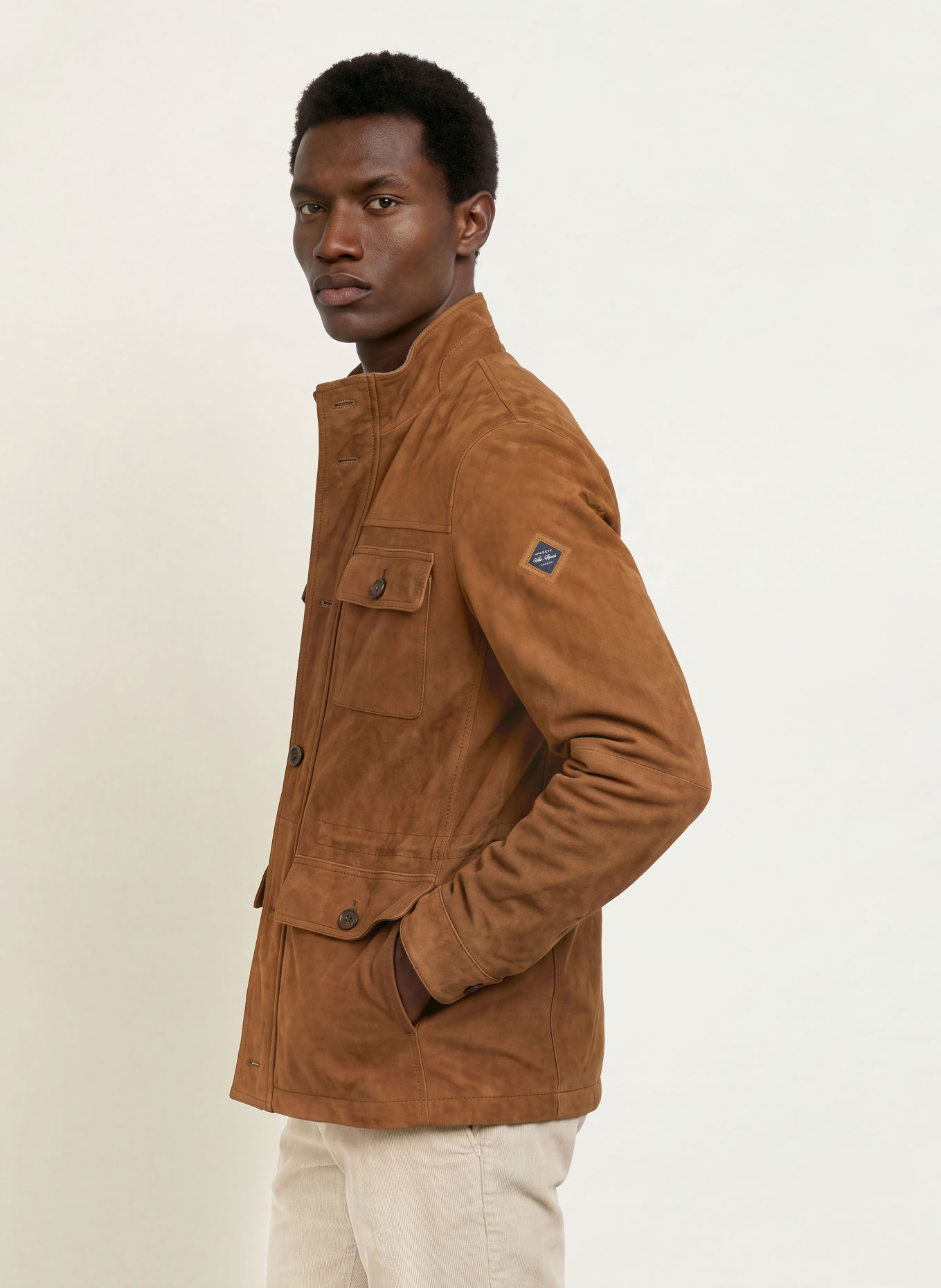HACKETT LONDON Leather field jacket: BROWN