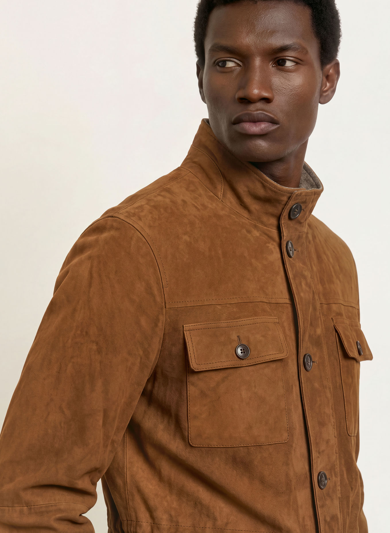 HACKETT LONDON Leather field jacket: BROWN