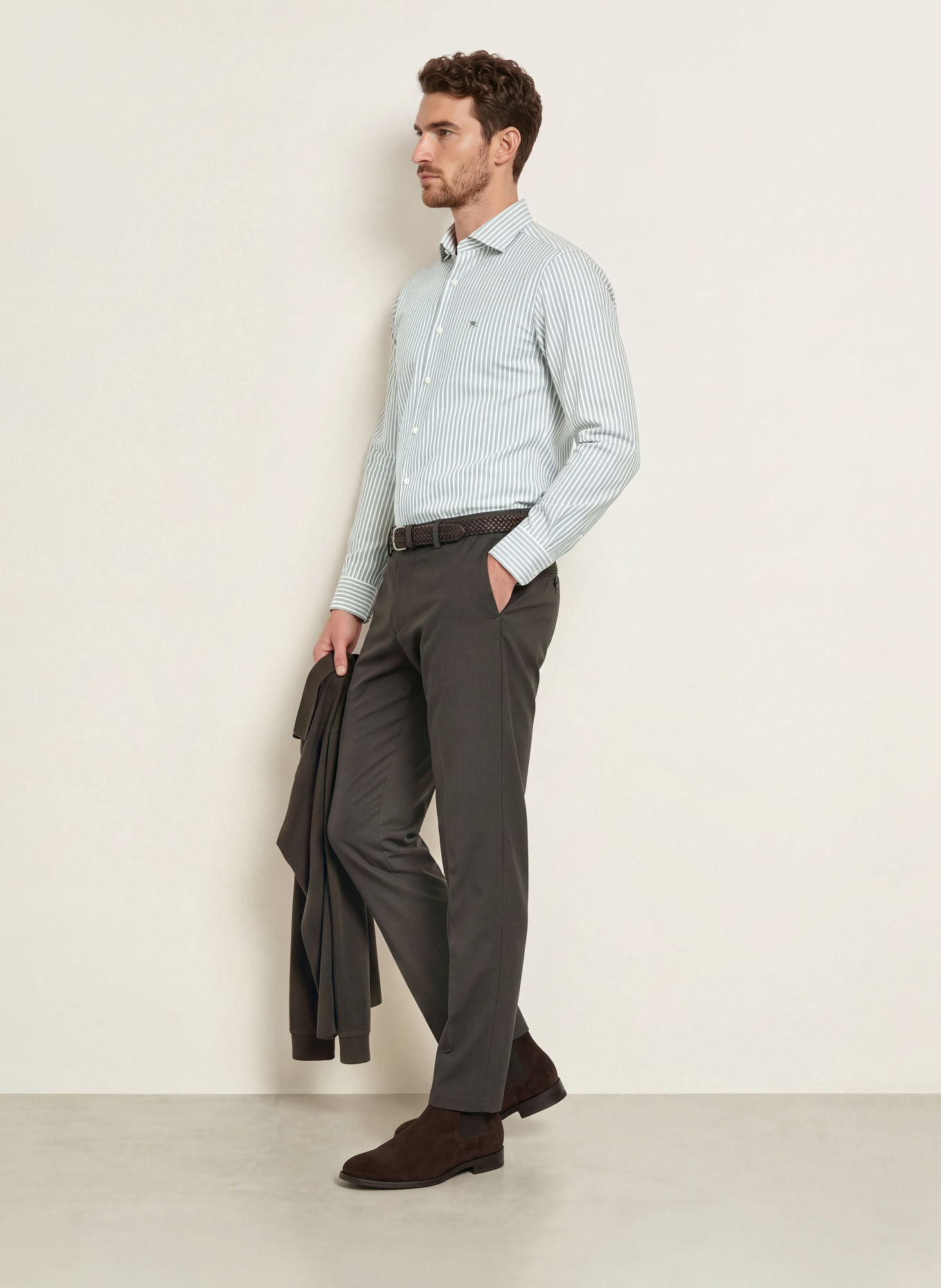 HACKETT LONDON Overhemd Tailored Fit: GROEN / WIT