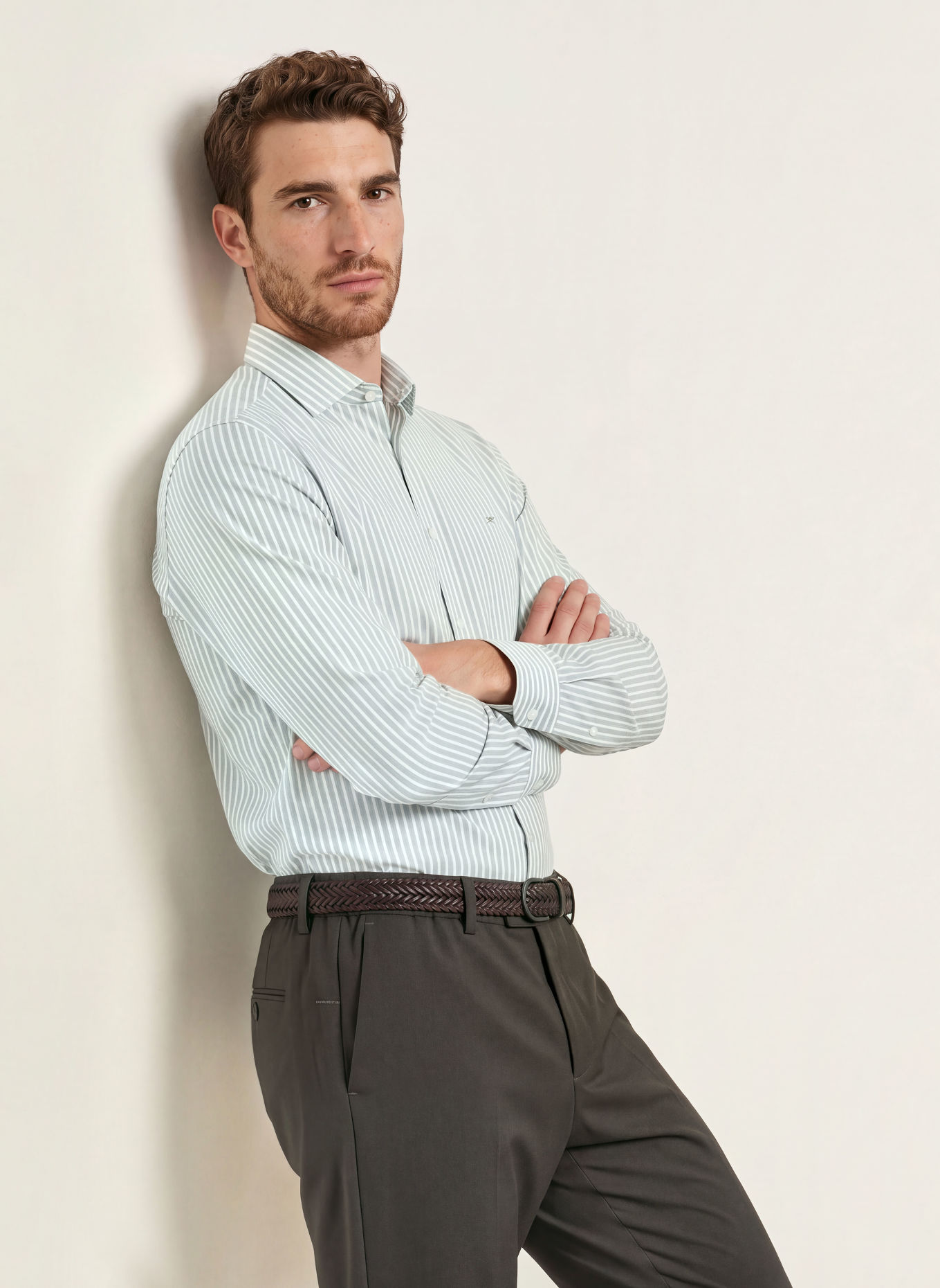 HACKETT LONDON Overhemd Tailored Fit: GROEN / WIT