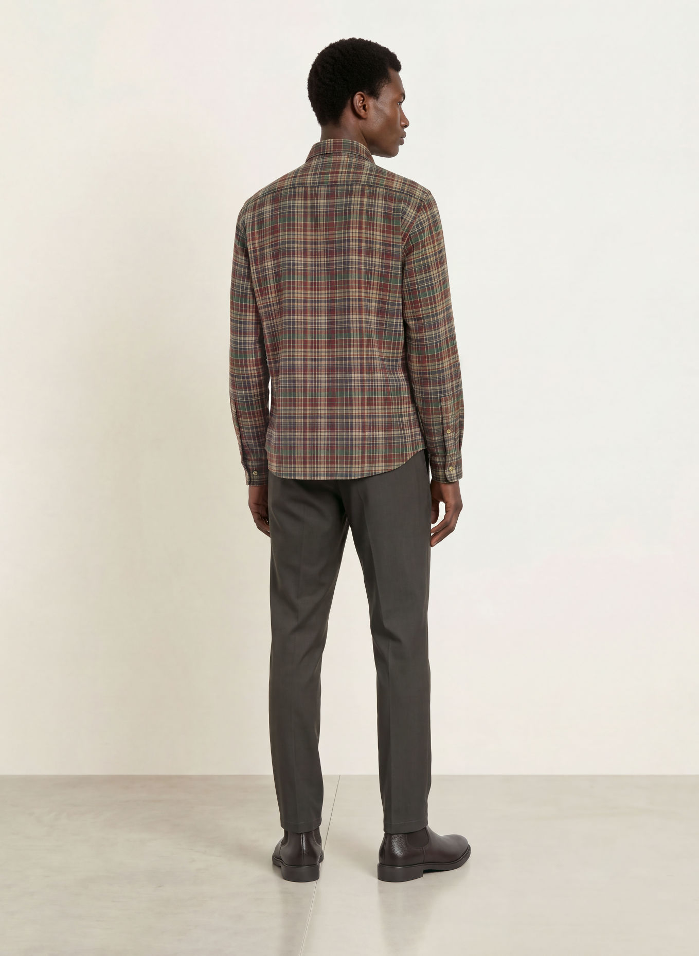 HACKETT LONDON Flanellen overhemd Comfort Fit: DONKERBLAUW / DONKERROOD / GROEN