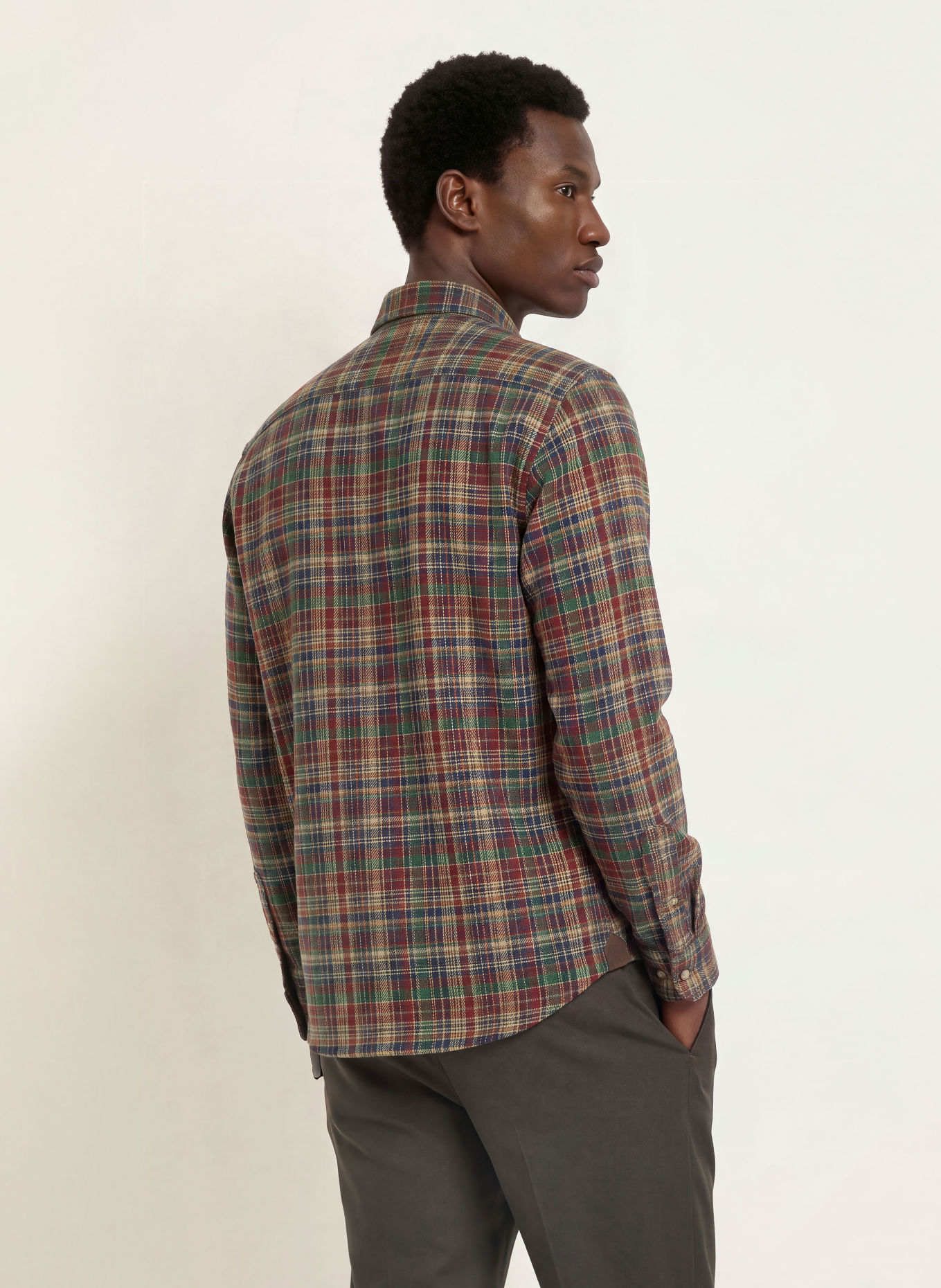 HACKETT LONDON Flanellen overhemd Comfort Fit: DONKERBLAUW / DONKERROOD / GROEN