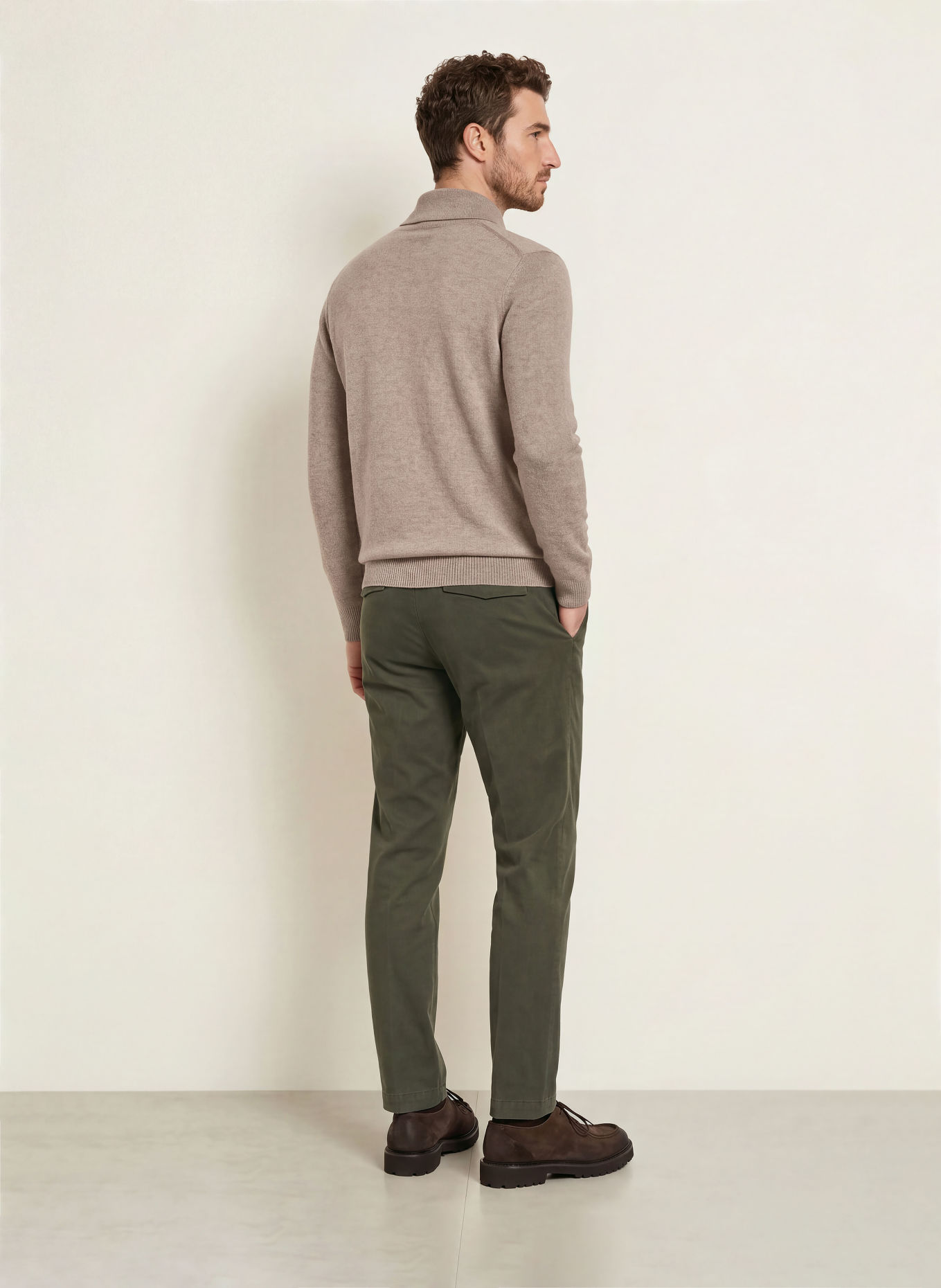 HACKETT LONDON Pull en laine mérinos: TAUPE