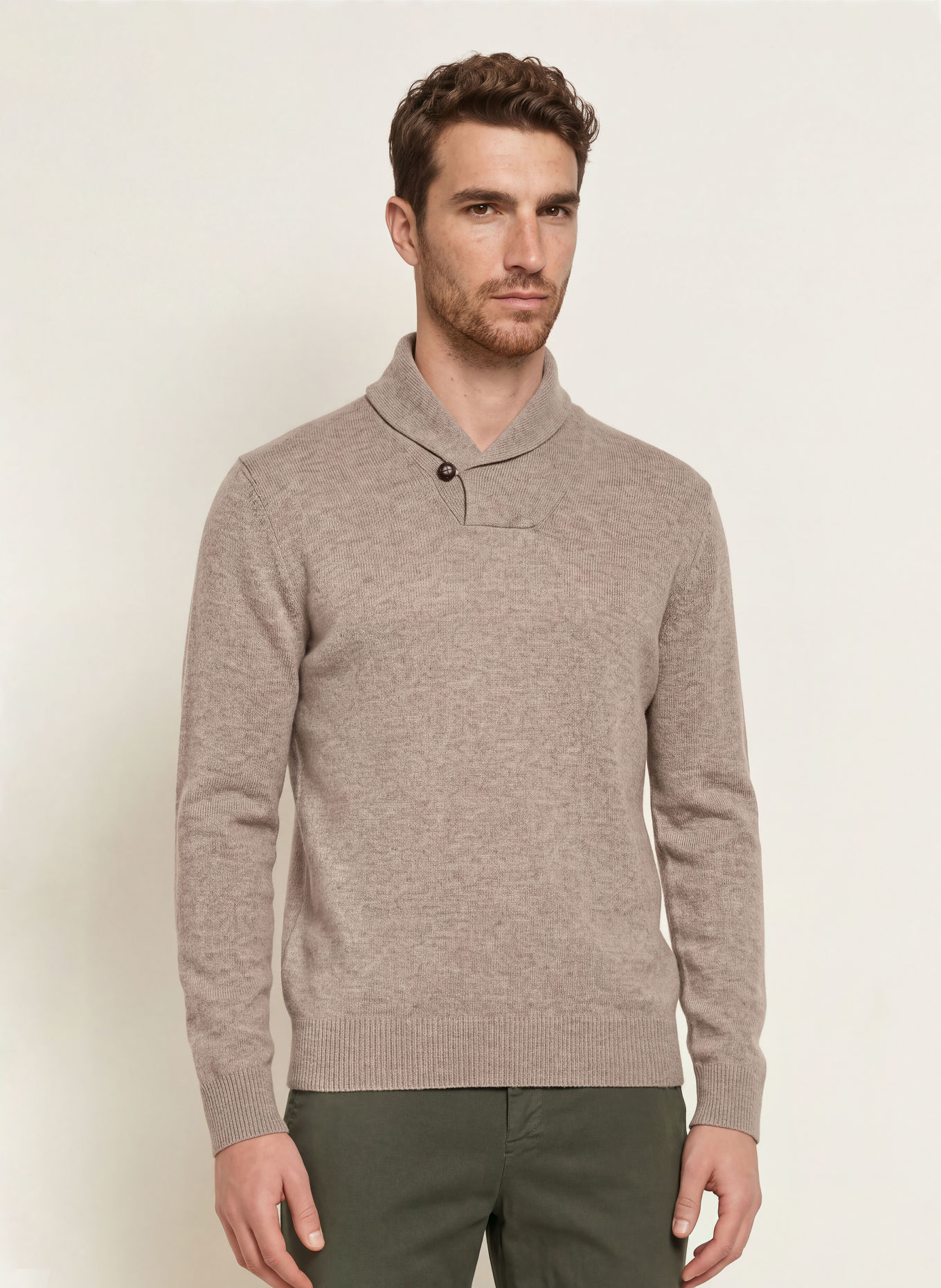 HACKETT LONDON Pull en laine mérinos: TAUPE