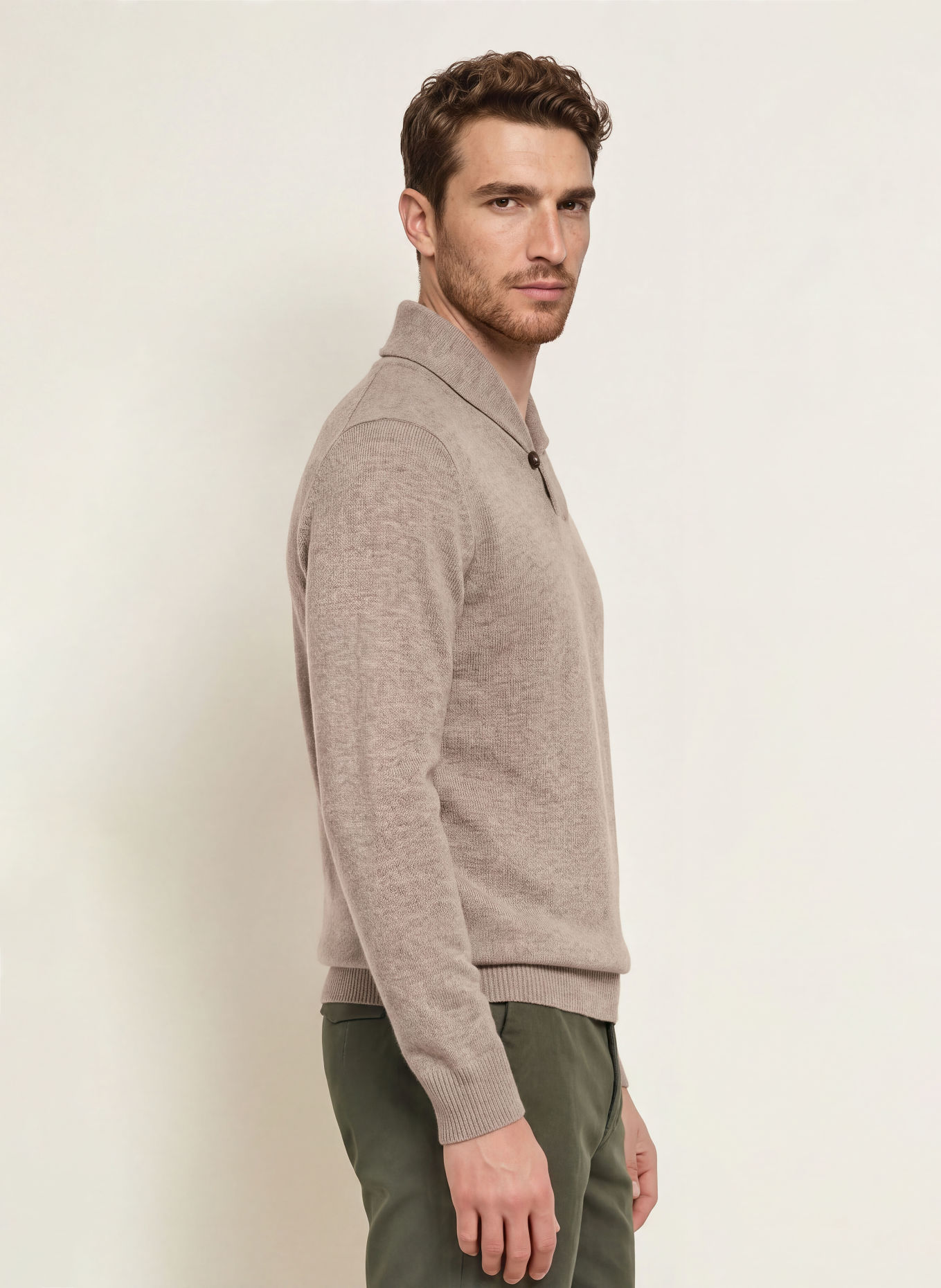 HACKETT LONDON Pull en laine mérinos: TAUPE