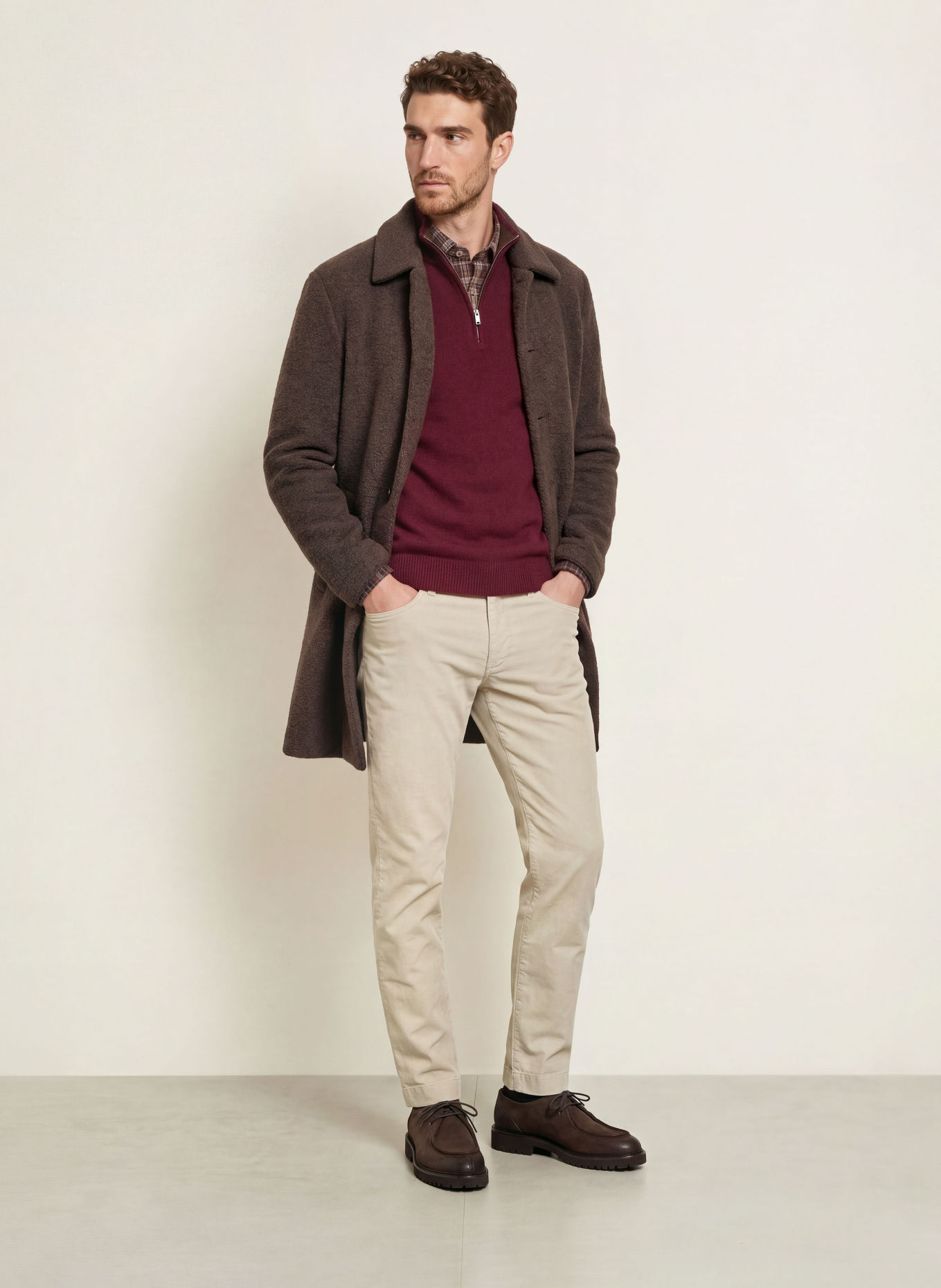 HACKETT LONDON Pantalon en velours côtelé KENSINGTON, coupe slim: CRÈME