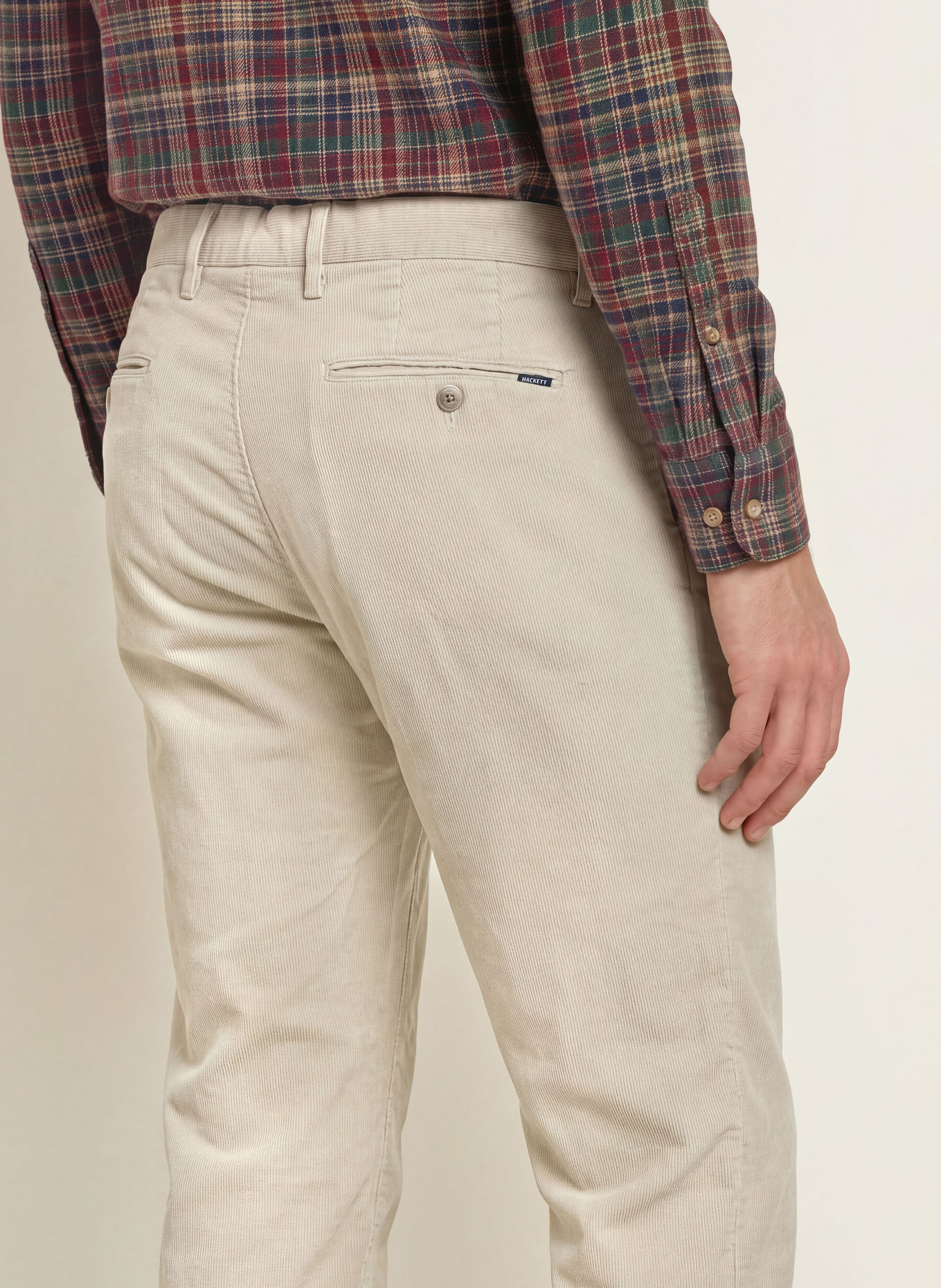 HACKETT LONDON Pantalon en velours côtelé KENSINGTON, coupe slim: CRÈME