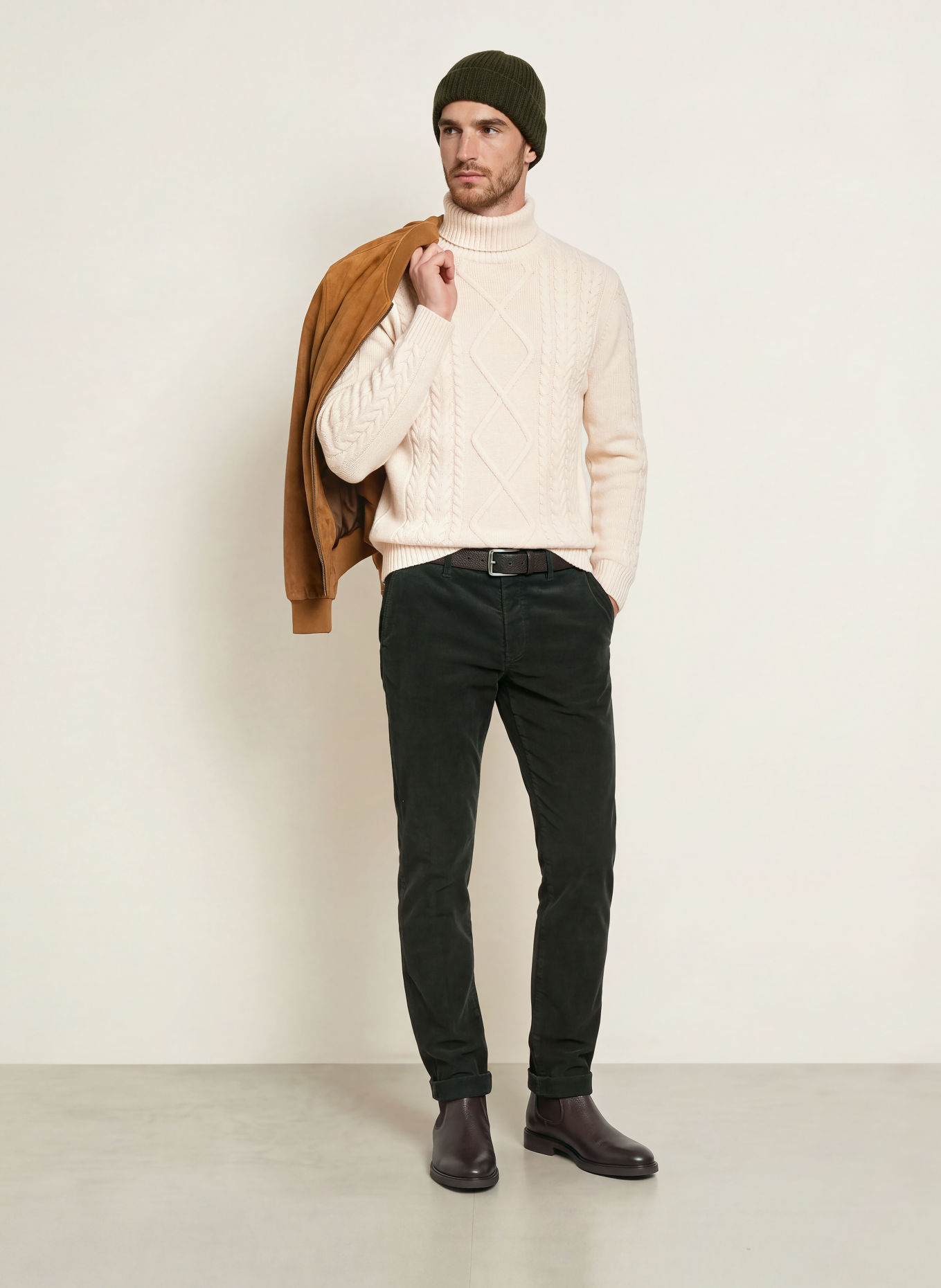 HACKETT LONDON Turtleneck sweater made with merino wool: CREAM