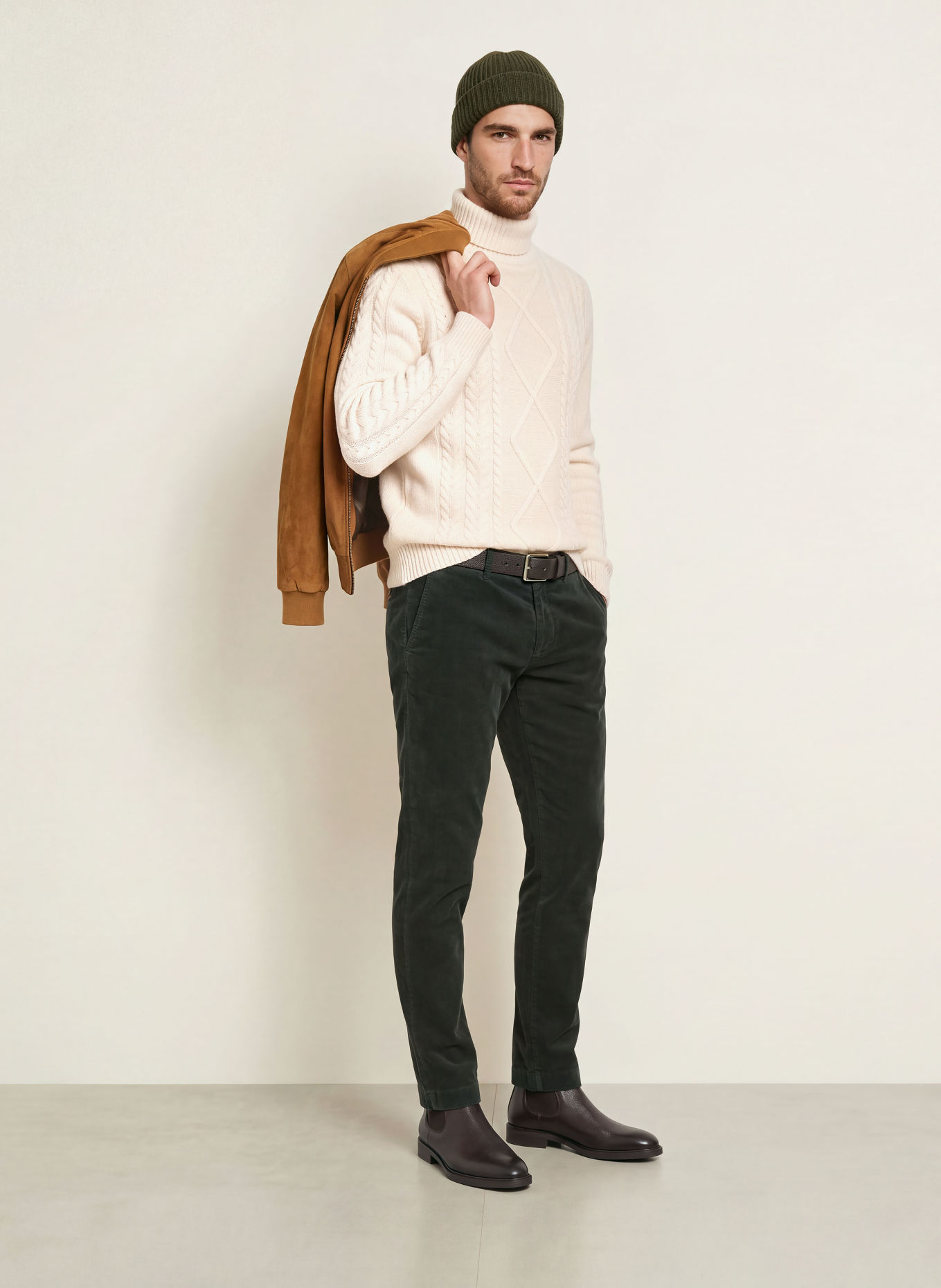 HACKETT LONDON Turtleneck sweater made with merino wool: CREAM