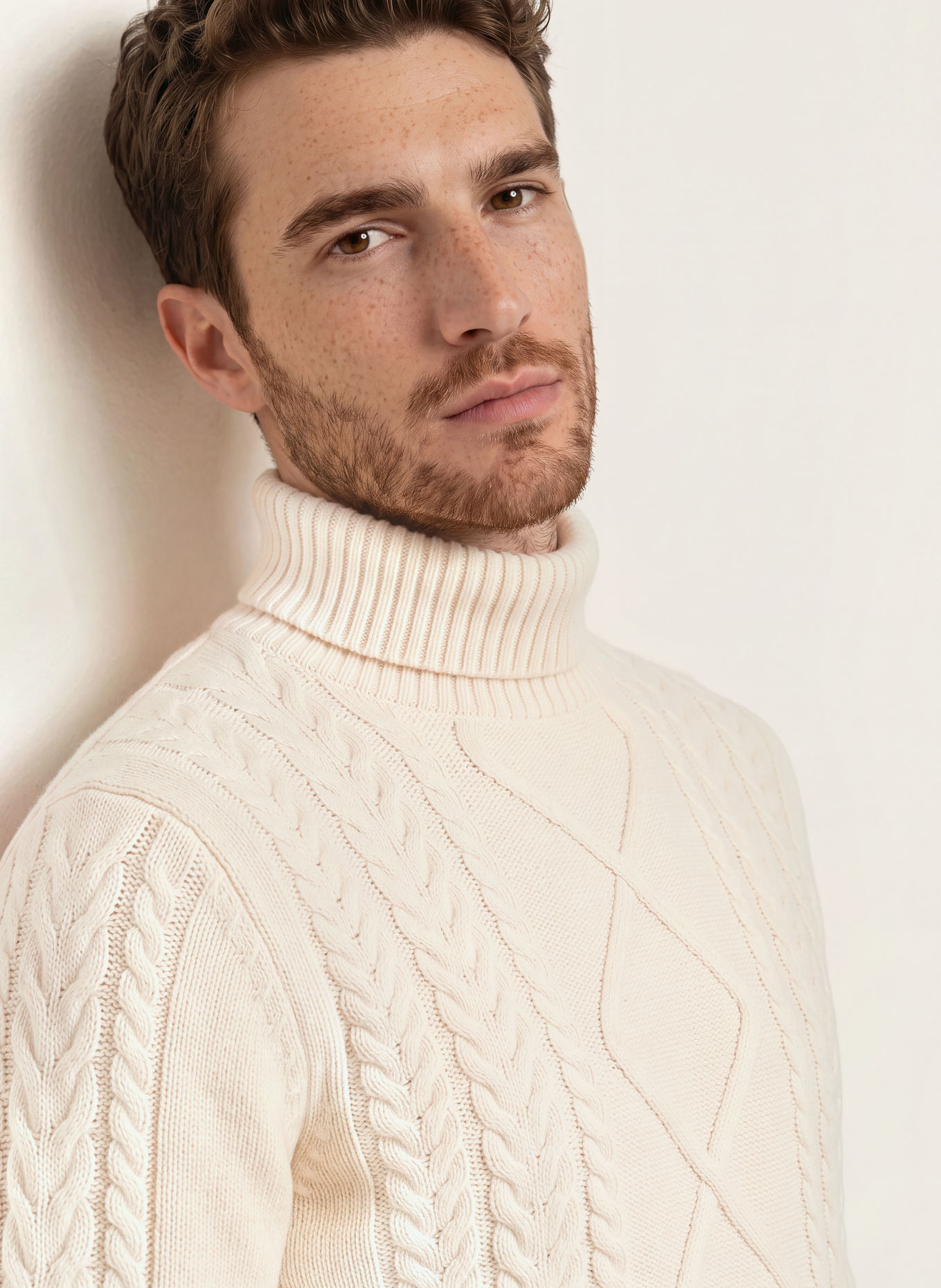 HACKETT LONDON Turtleneck sweater made with merino wool: CREAM
