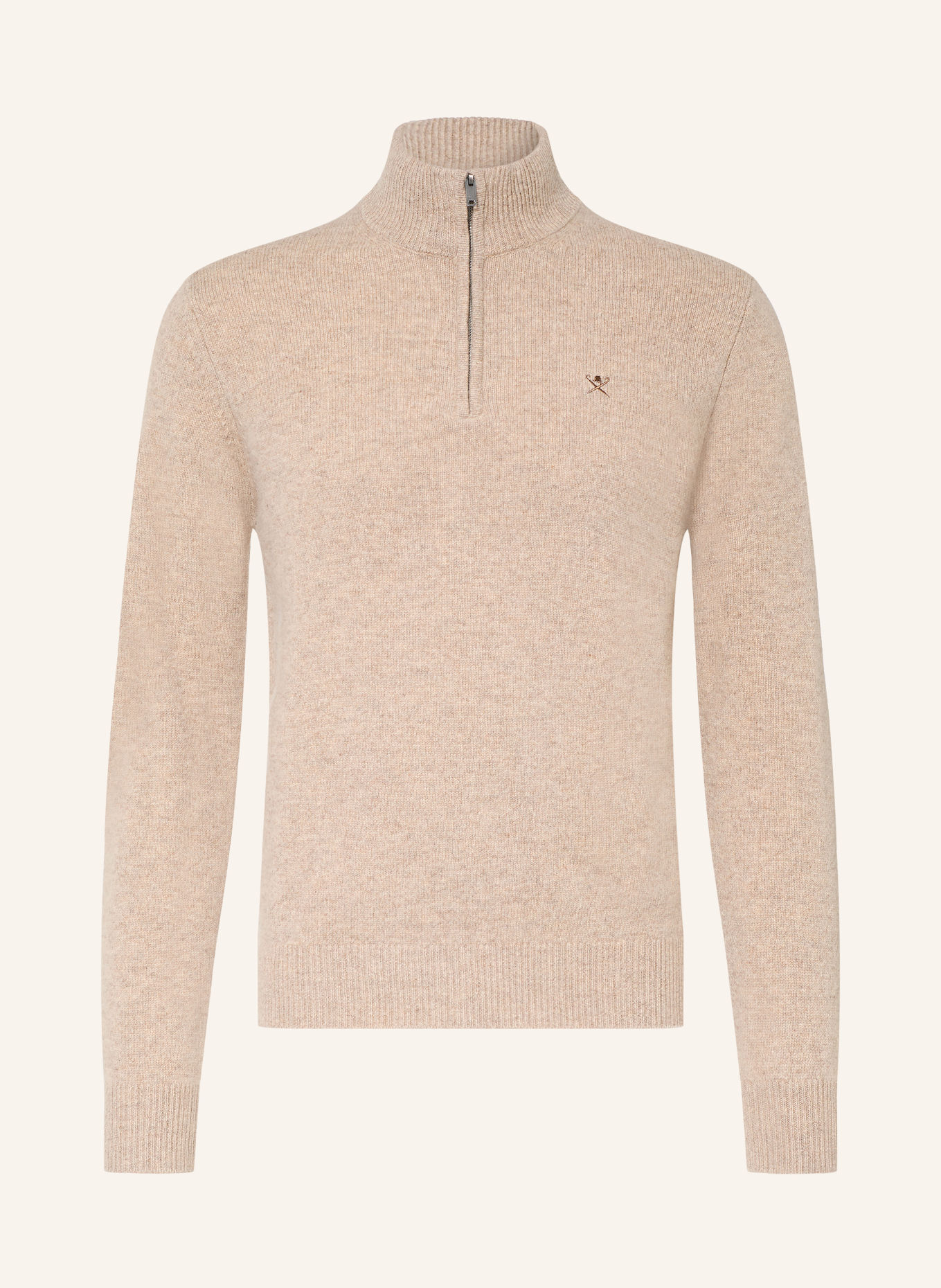 HACKETT LONDON Pull col zippé: MARRON CLAIR