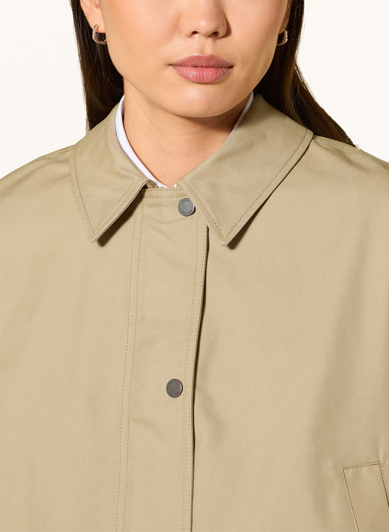 TOMMY HILFIGER Jacke mit abnehmbarem Kunstfell-Kragen: BEIGE / DUNKELBRAUN