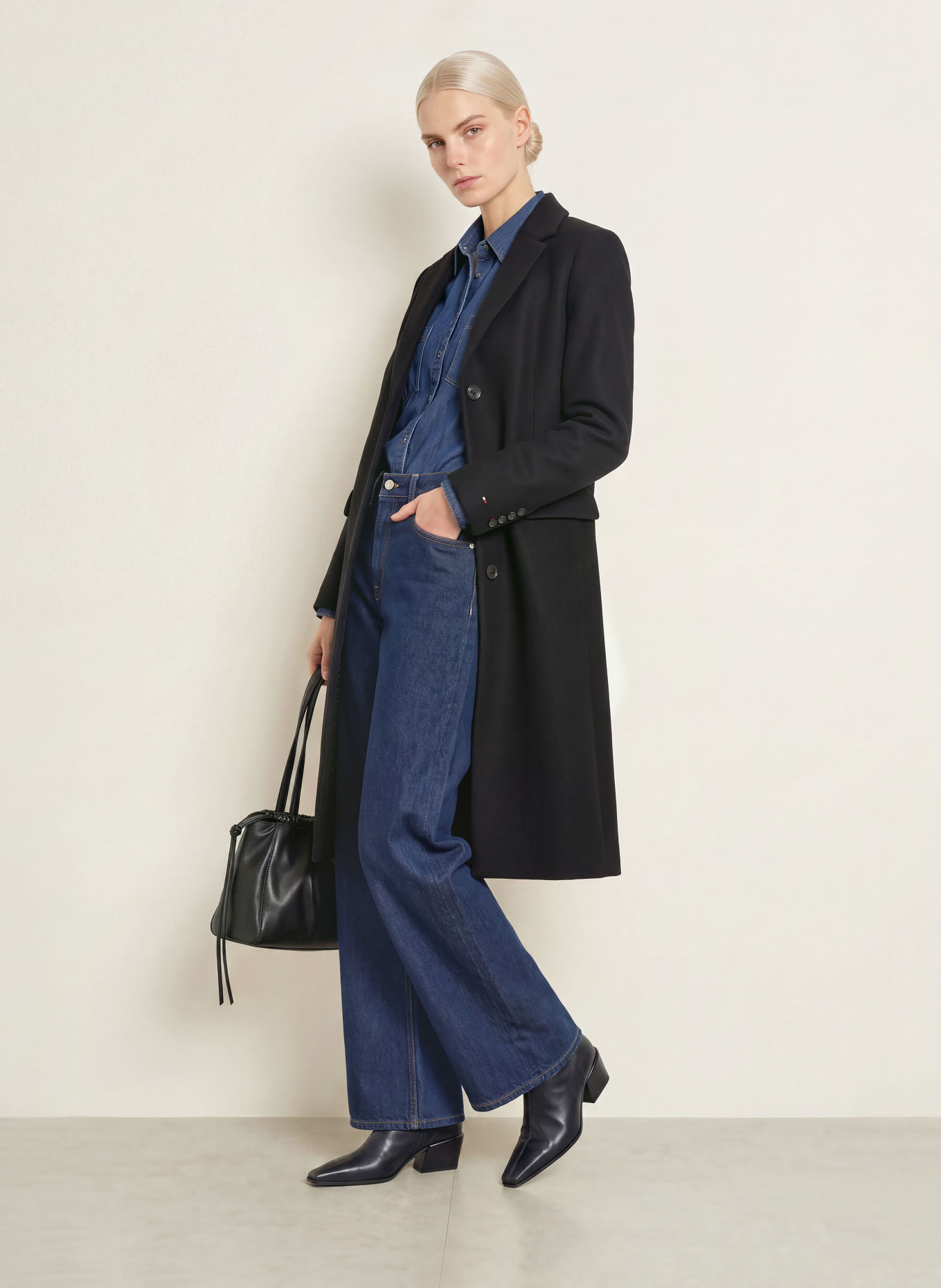TOMMY HILFIGER Wollen mantel: ZWART