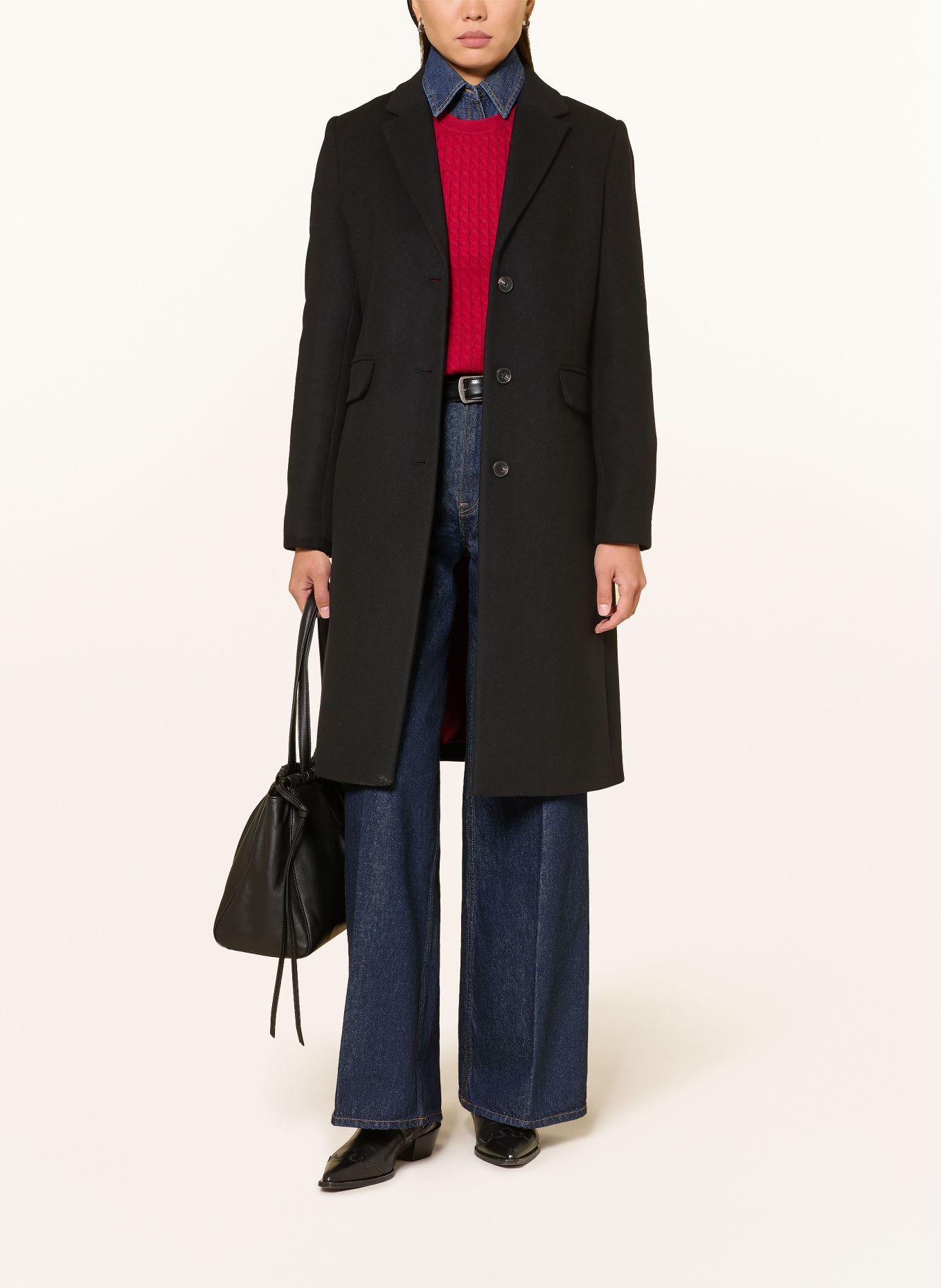 TOMMY HILFIGER Wollen mantel: ZWART