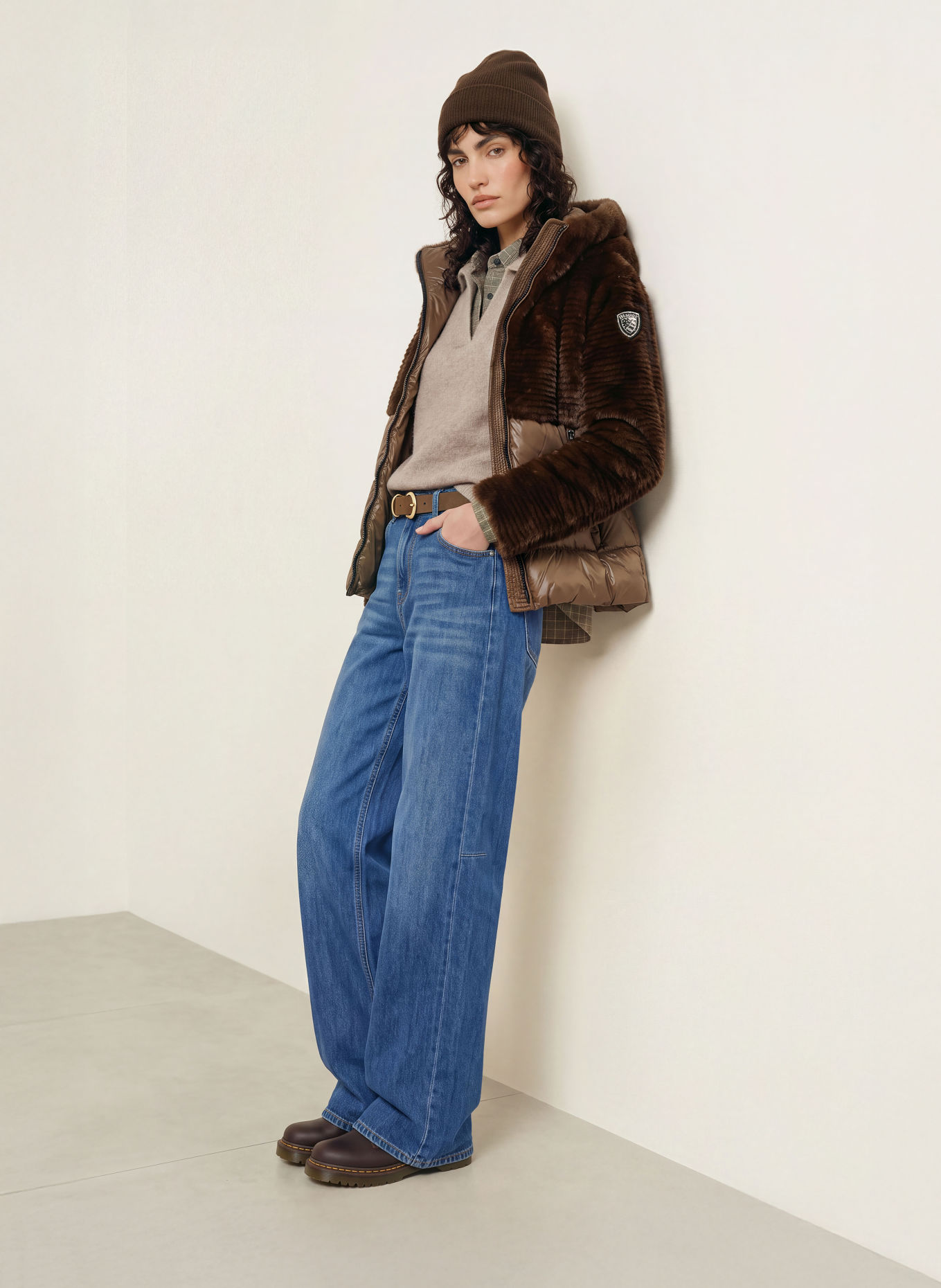 Blauer Veste en fausse fourrure FANEVIL dans un mélange de matières: MARRON FONCÉ