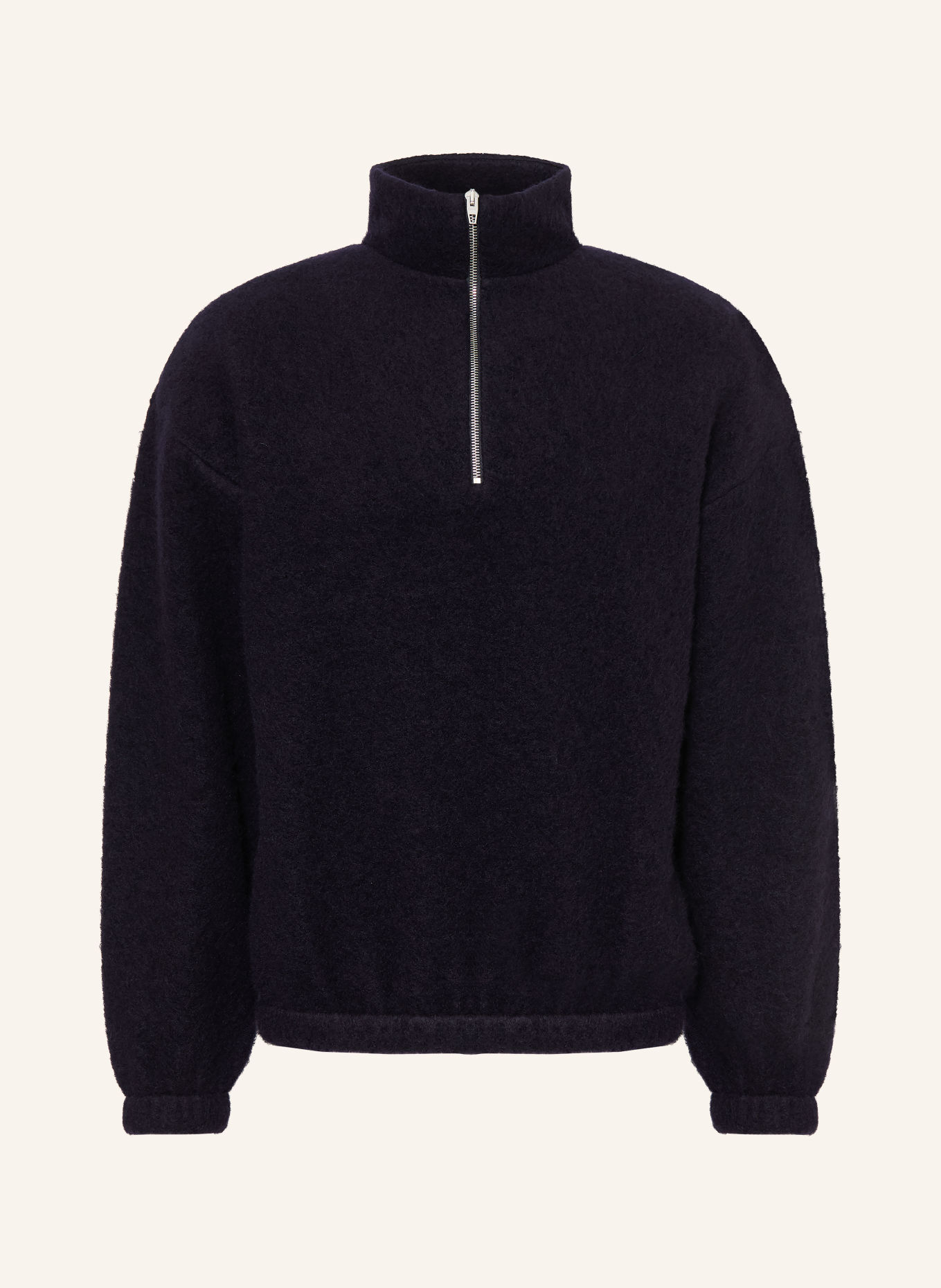 JIL SANDER Pull col zippé: BLEU FONCÉ
